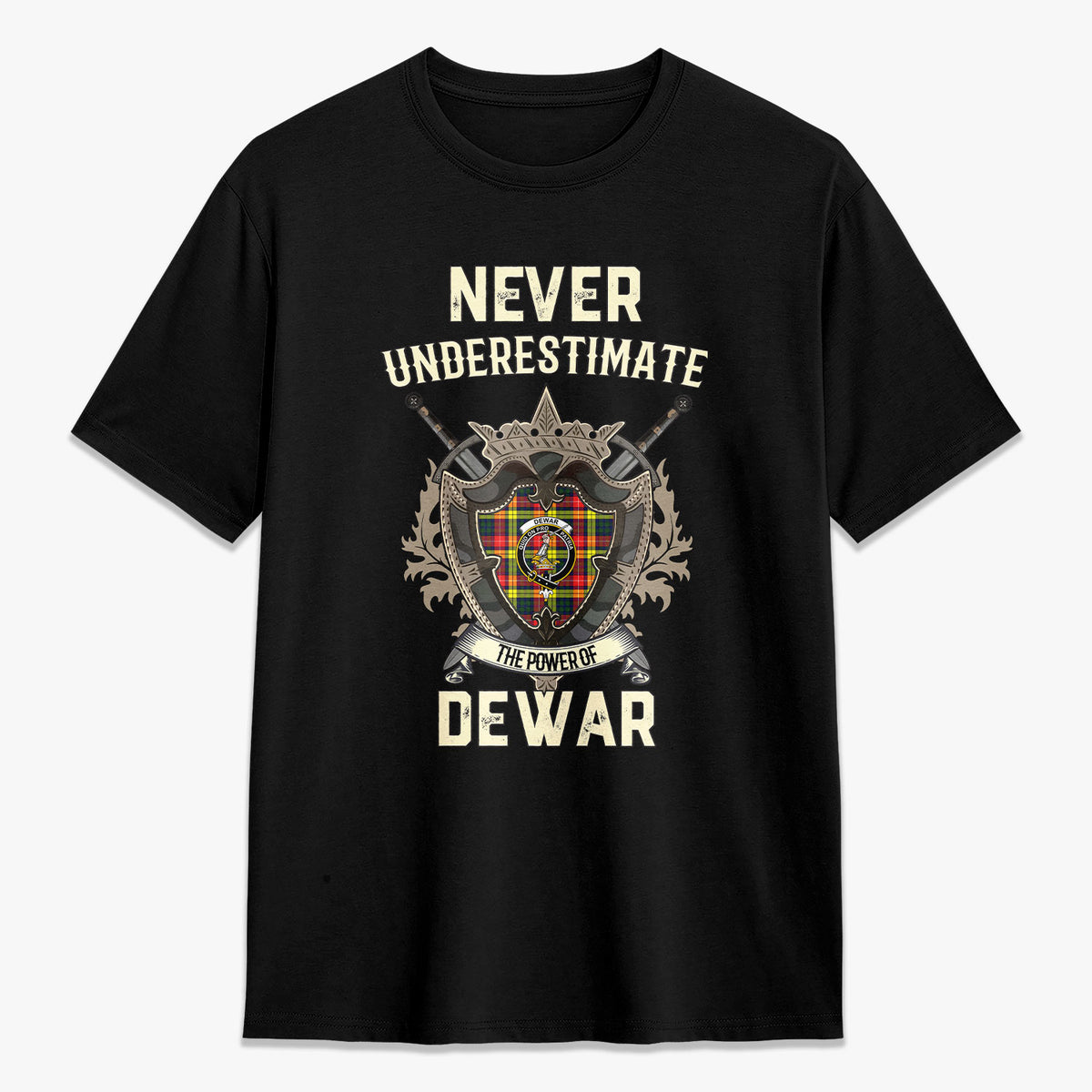 Dewar Tartan Crest 2D T-shirt - Never Underestimate Style