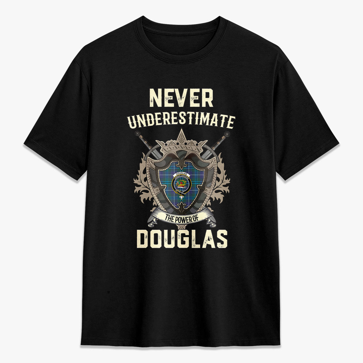 Douglas Modern Tartan Crest 2D T-shirt - Never Underestimate Style