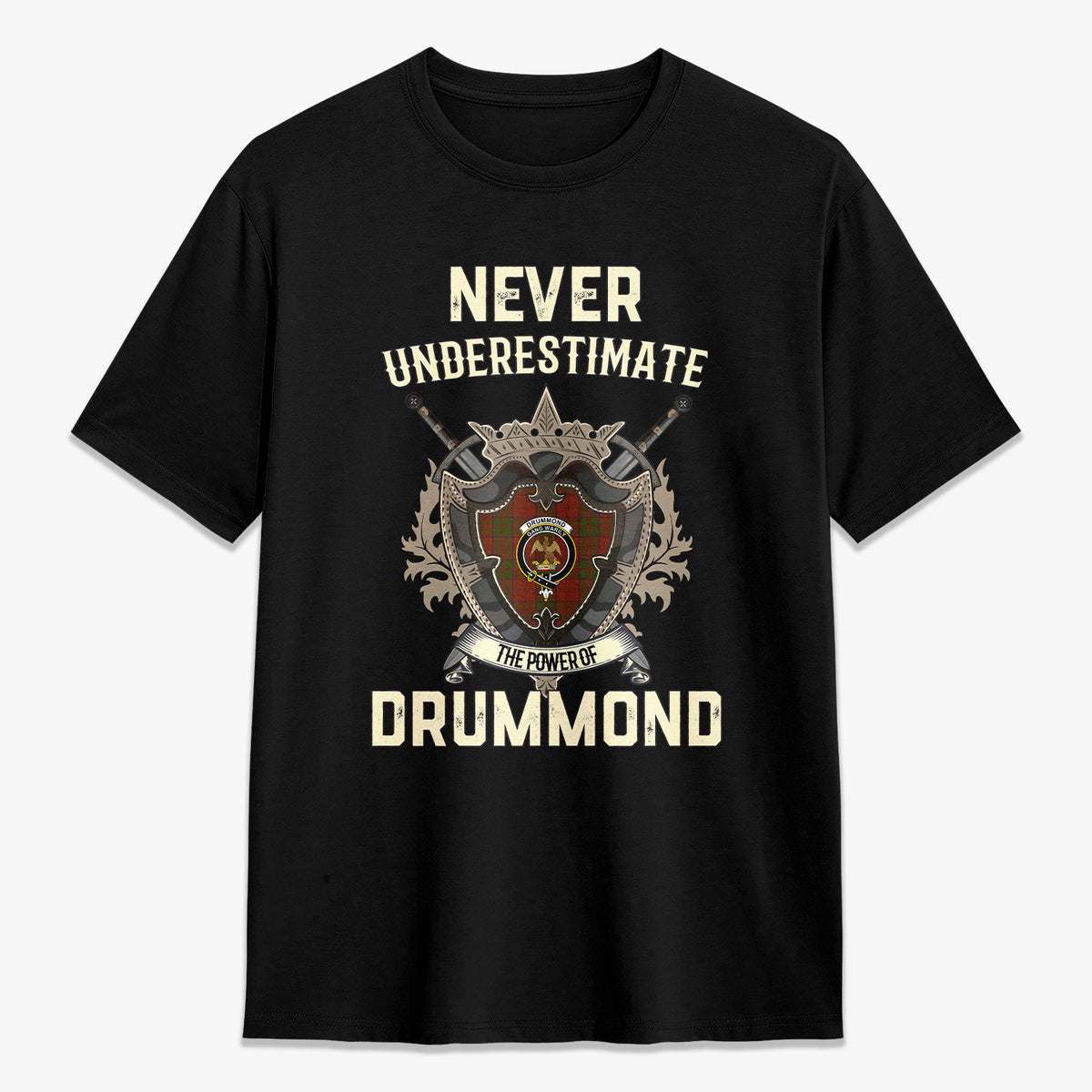 Drummond Clan Tartan Crest 2D T-shirt - Never Underestimate Style