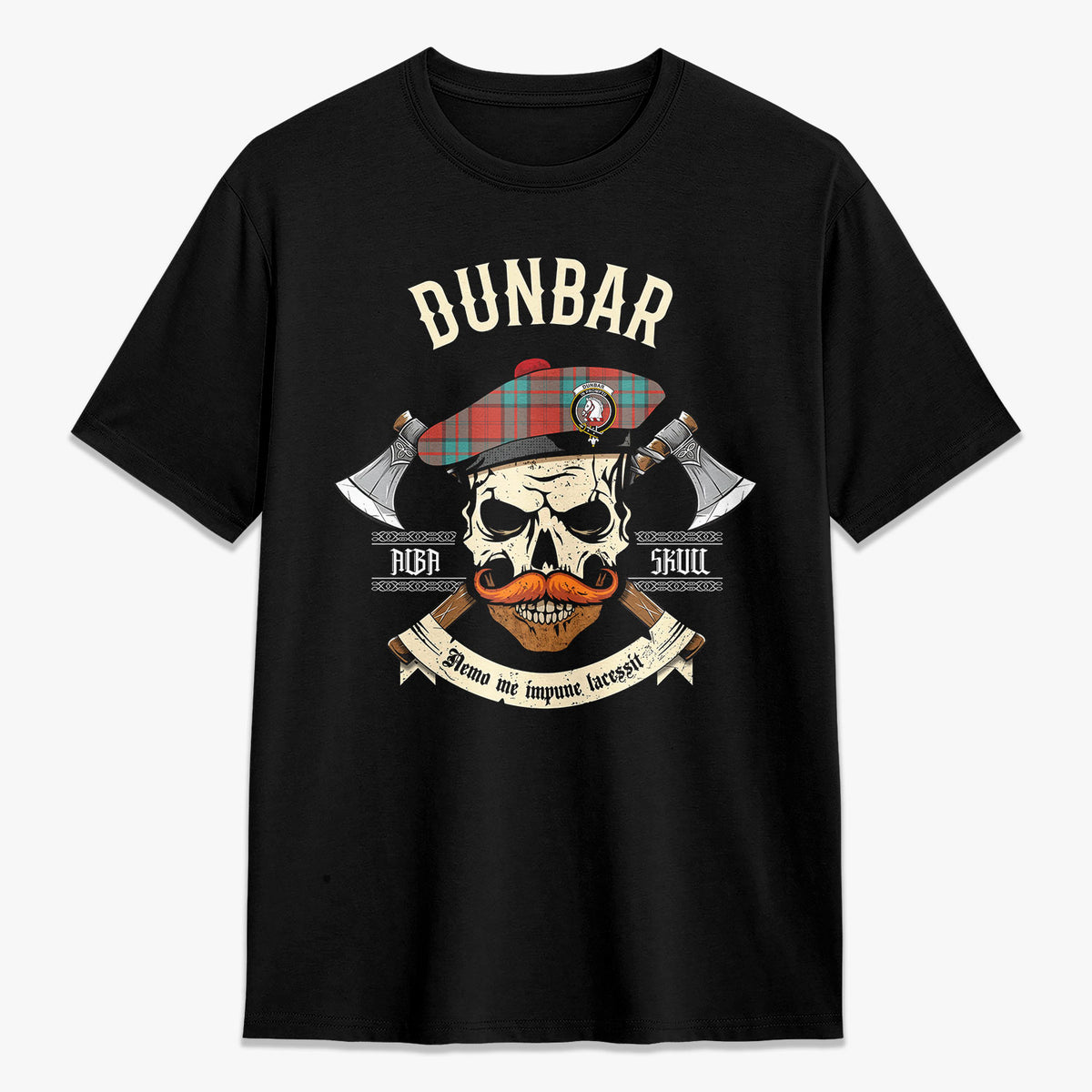 Dunbar Ancient Tartan Crest 2D T-shirt - Alba Skull Style