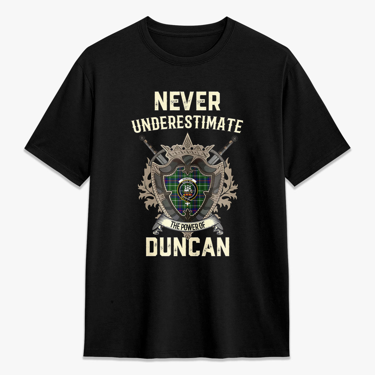 Duncan Modern Tartan Crest 2D T-shirt - Never Underestimate Style