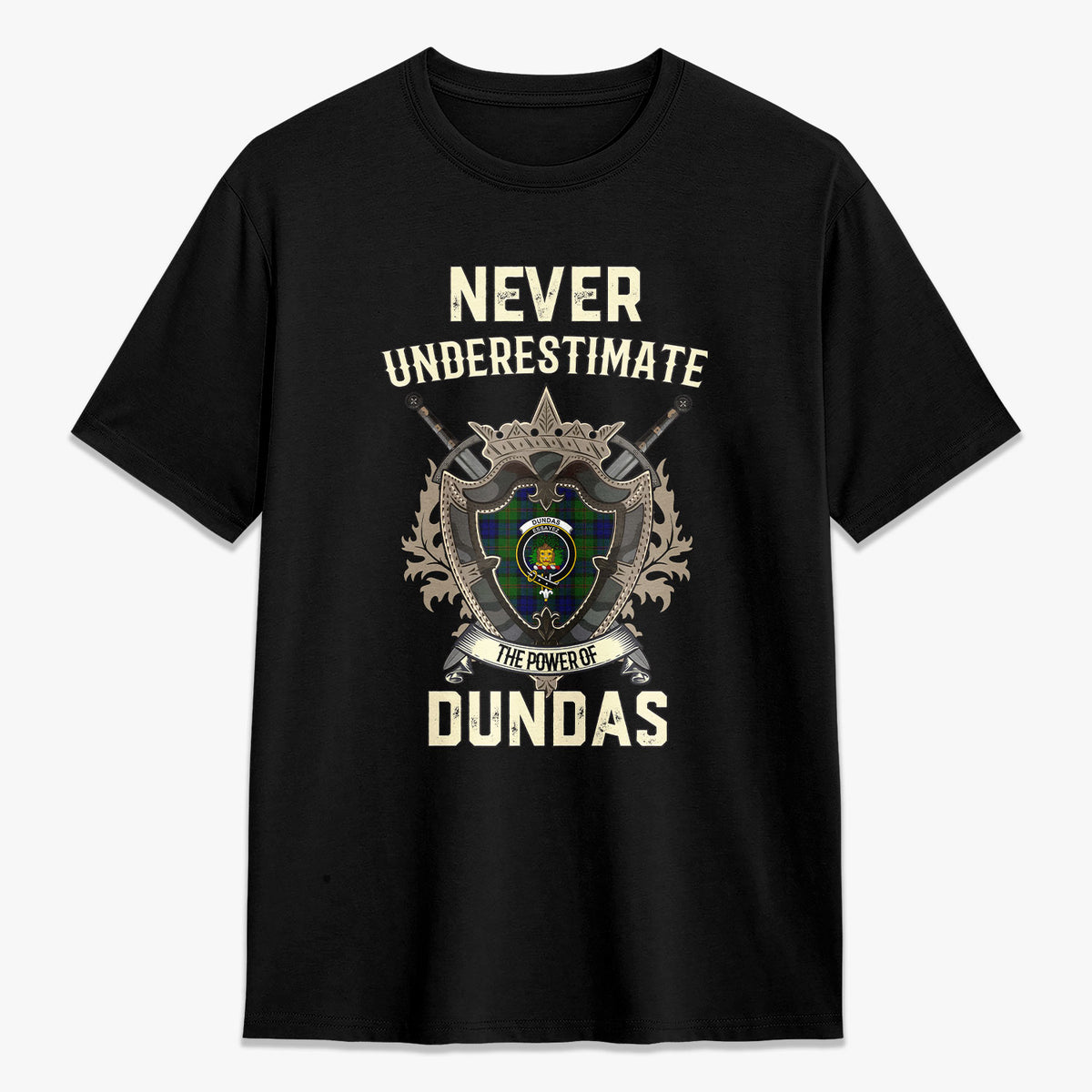 Dundas Modern Tartan Crest 2D T-shirt - Never Underestimate Style
