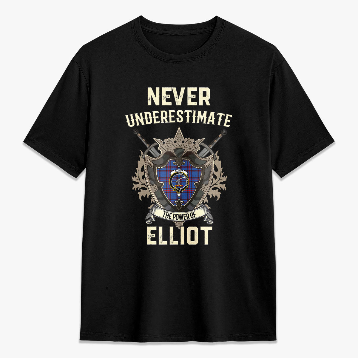Elliot Modern Tartan Crest 2D T-shirt - Never Underestimate Style