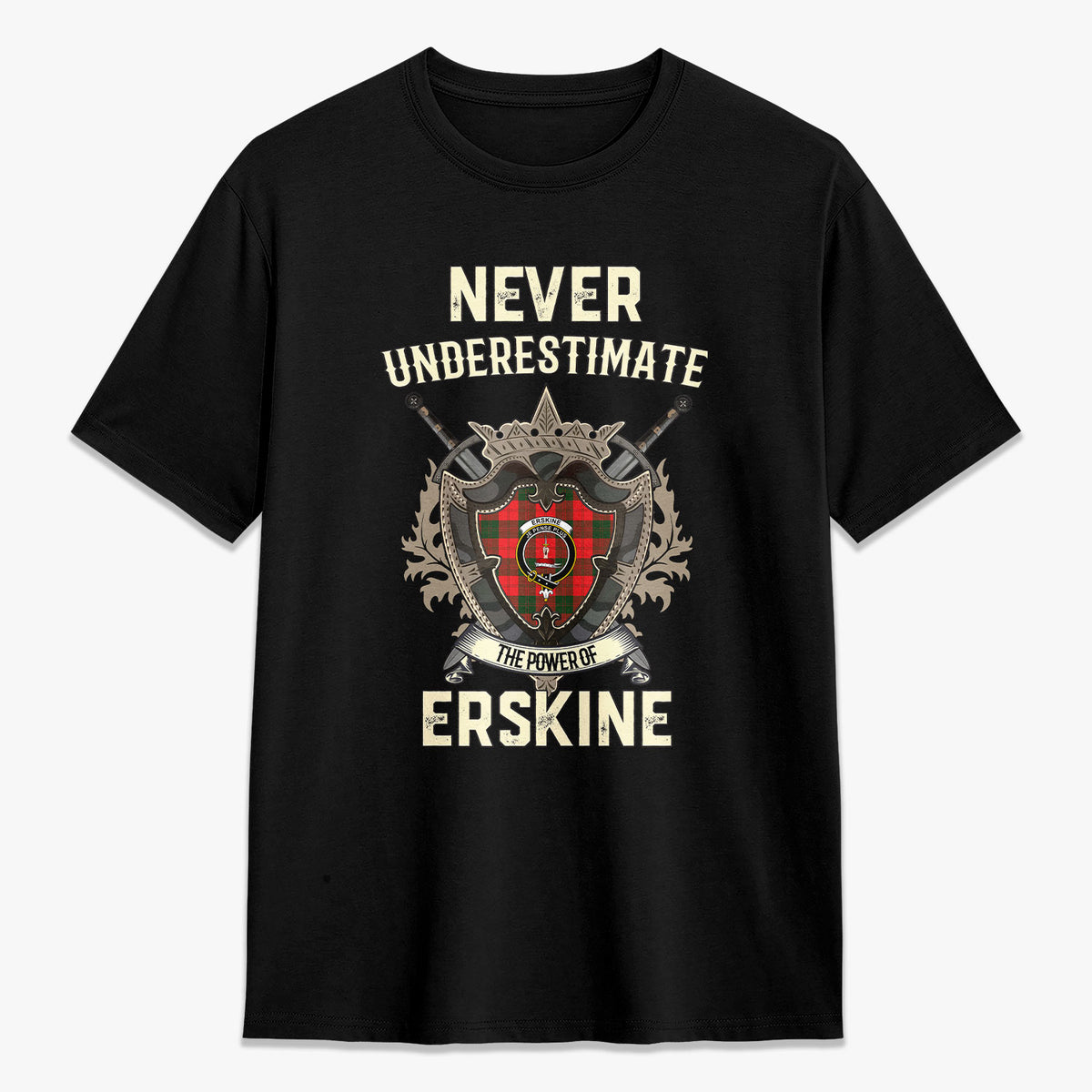 Erskine Modern Tartan Crest 2D T-shirt - Never Underestimate Style