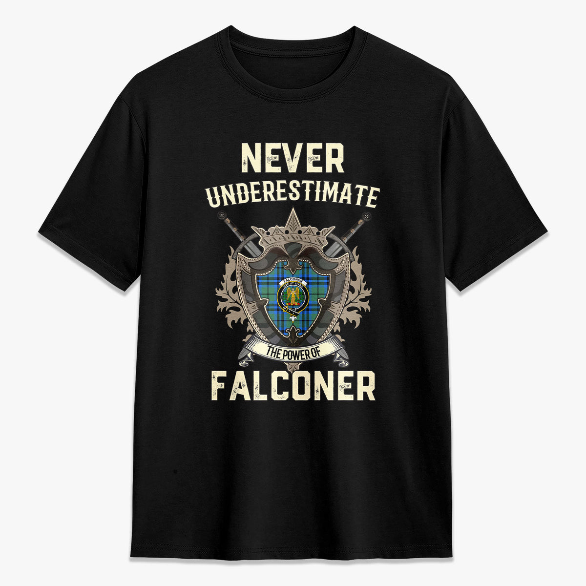 Falconer Tartan Crest 2D T-shirt - Never Underestimate Style
