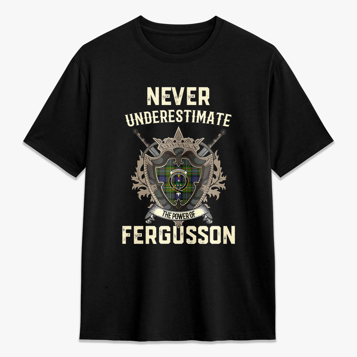 Fergusson Modern Tartan Crest 2D T-shirt - Never Underestimate Style