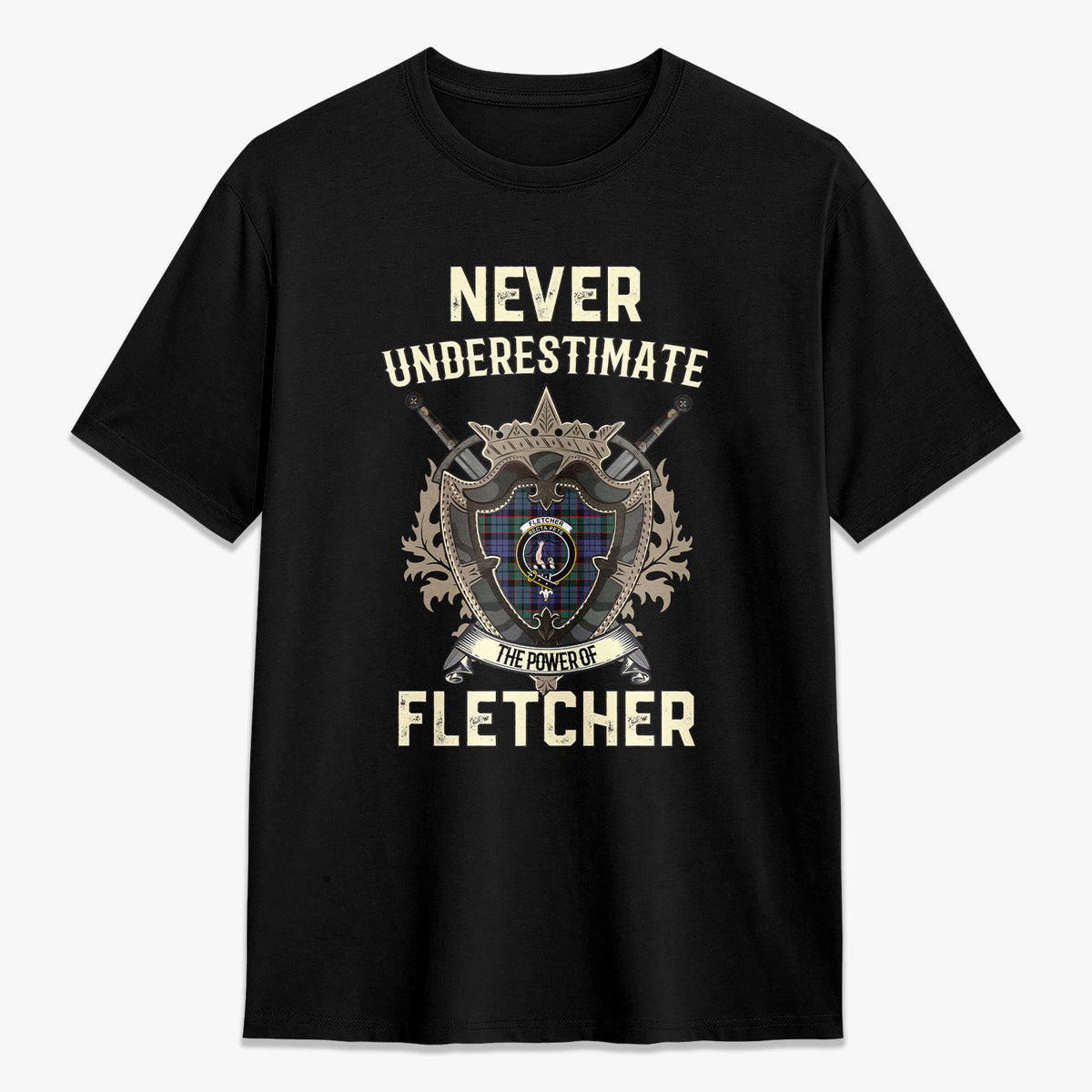 Fletcher Modern Tartan Crest 2D T-shirt - Never Underestimate Style