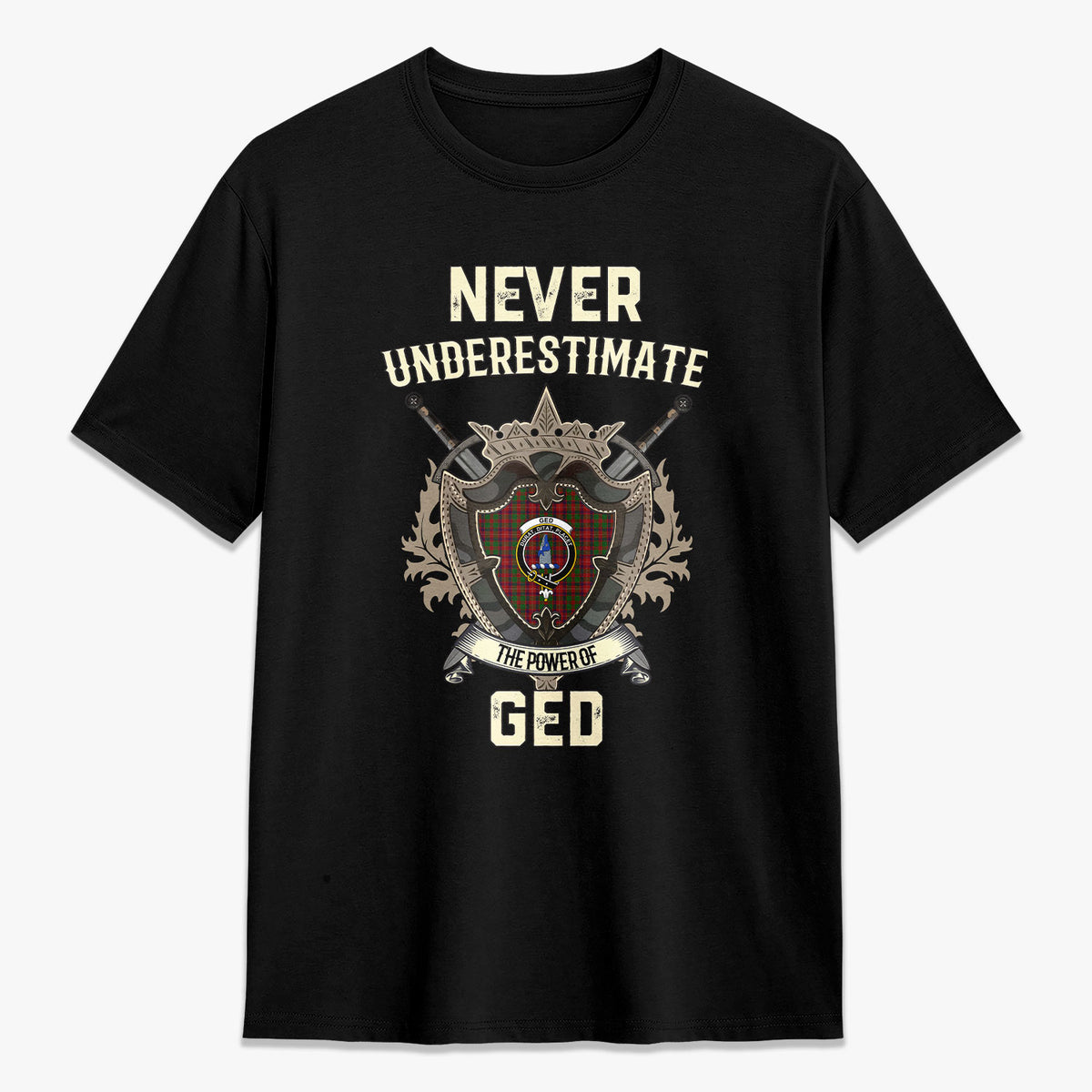 Ged Tartan Crest 2D T-shirt - Never Underestimate Style
