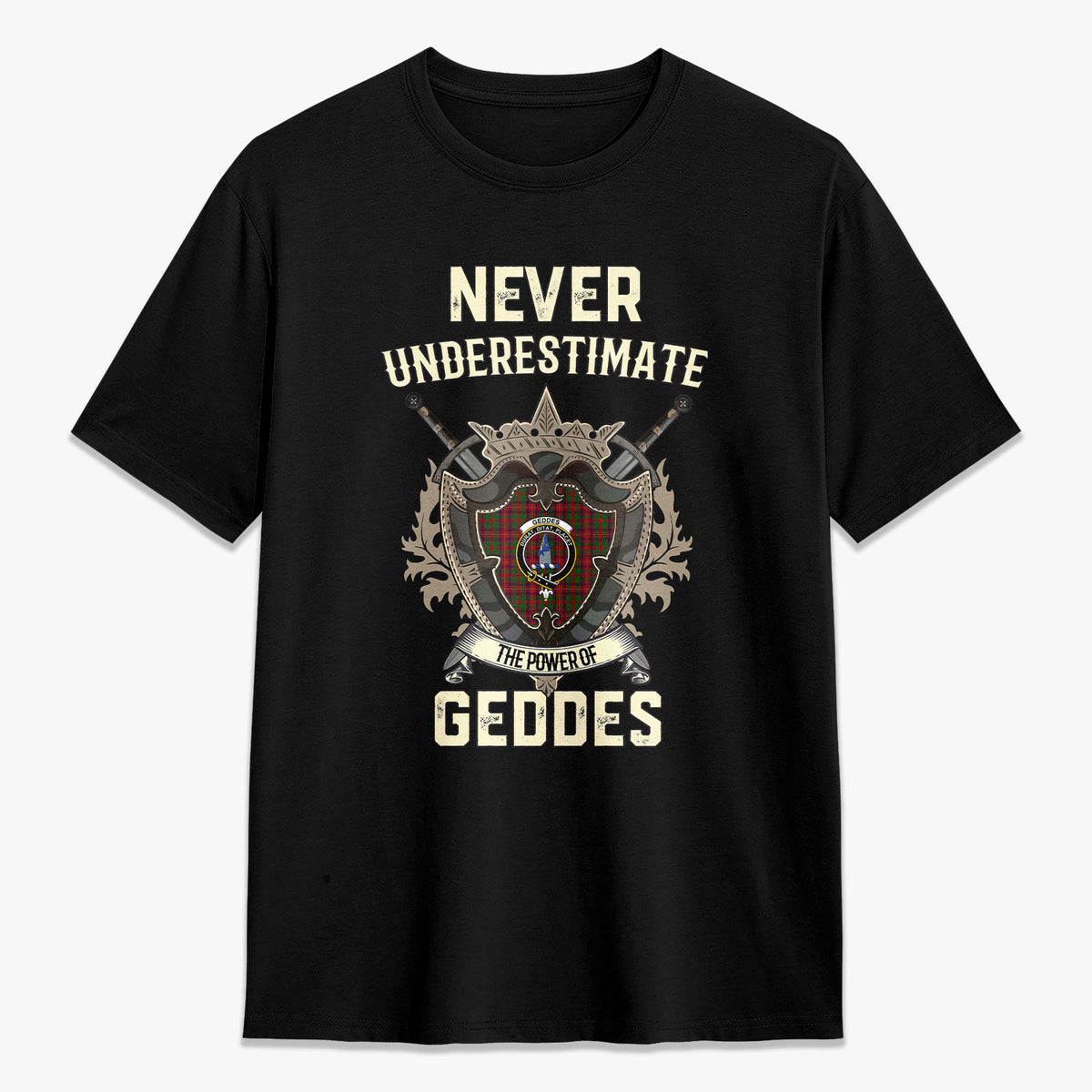 Geddes Tartan Crest 2D T-shirt - Never Underestimate Style