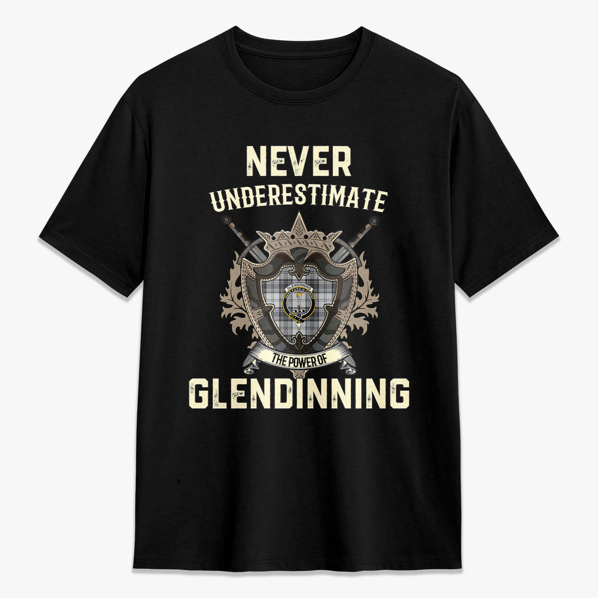 Glendinning Tartan Crest 2D T-shirt - Never Underestimate Style
