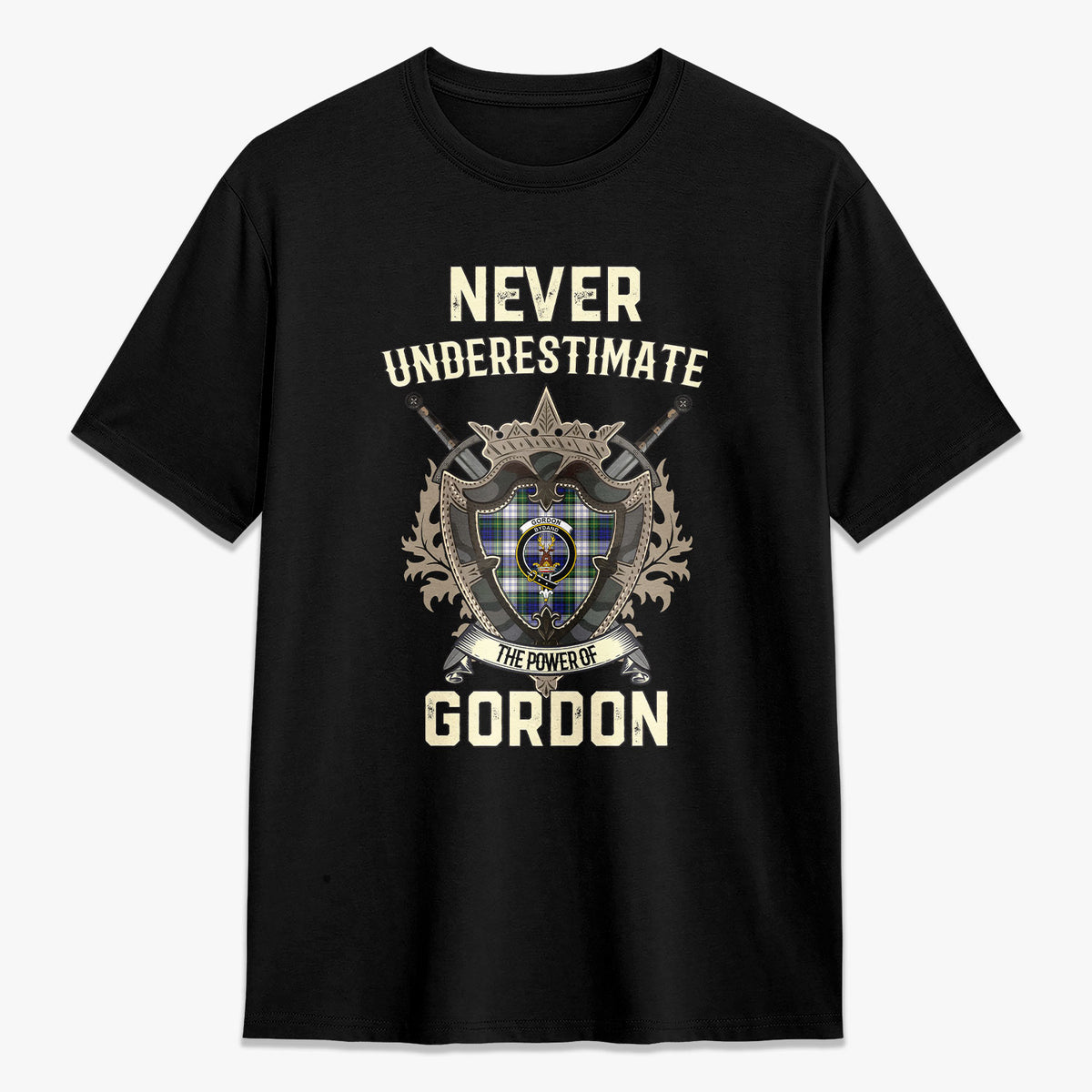 Gordon Dress Modern Tartan Crest 2D T-shirt - Never Underestimate Style