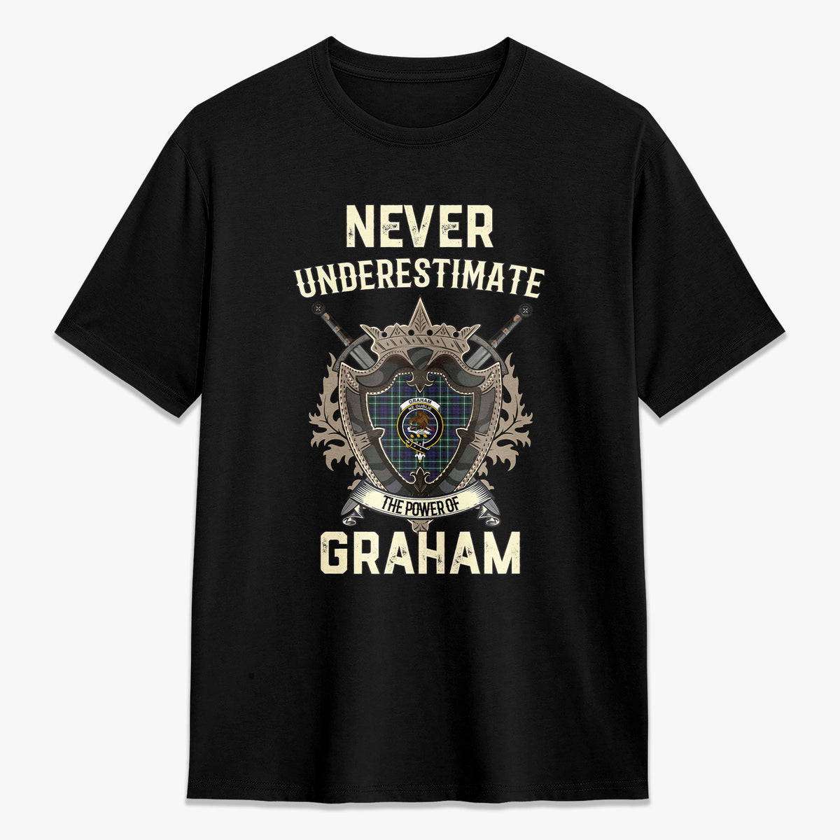 Graham of Montrose Modern Tartan Crest 2D T-shirt - Never Underestimate Style