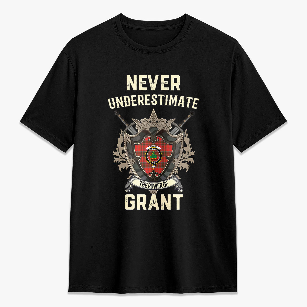 Grant Weathered  Tartan Crest 2D T-shirt - Never Underestimate Style