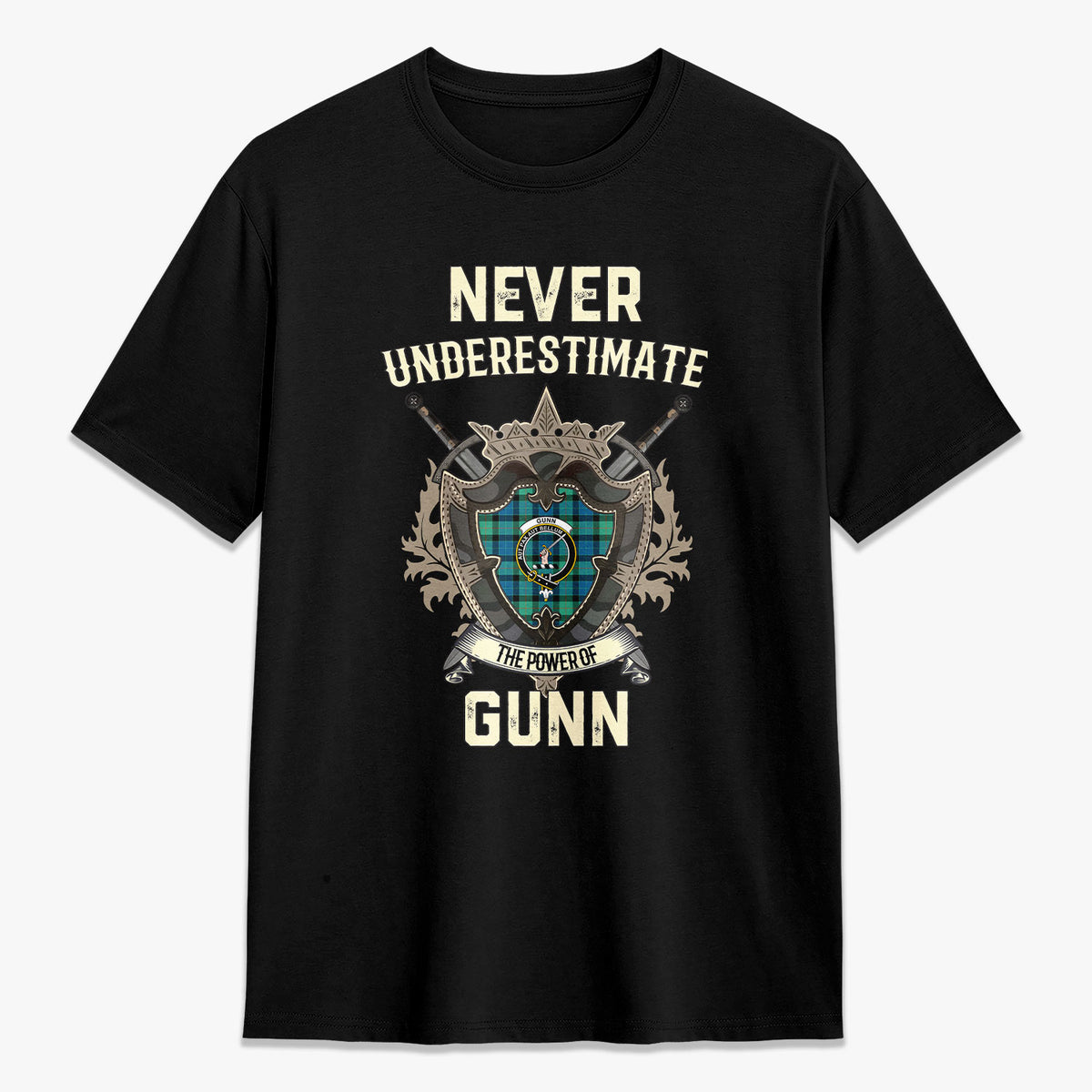 Gunn Ancient Tartan Crest 2D T-shirt - Never Underestimate Style