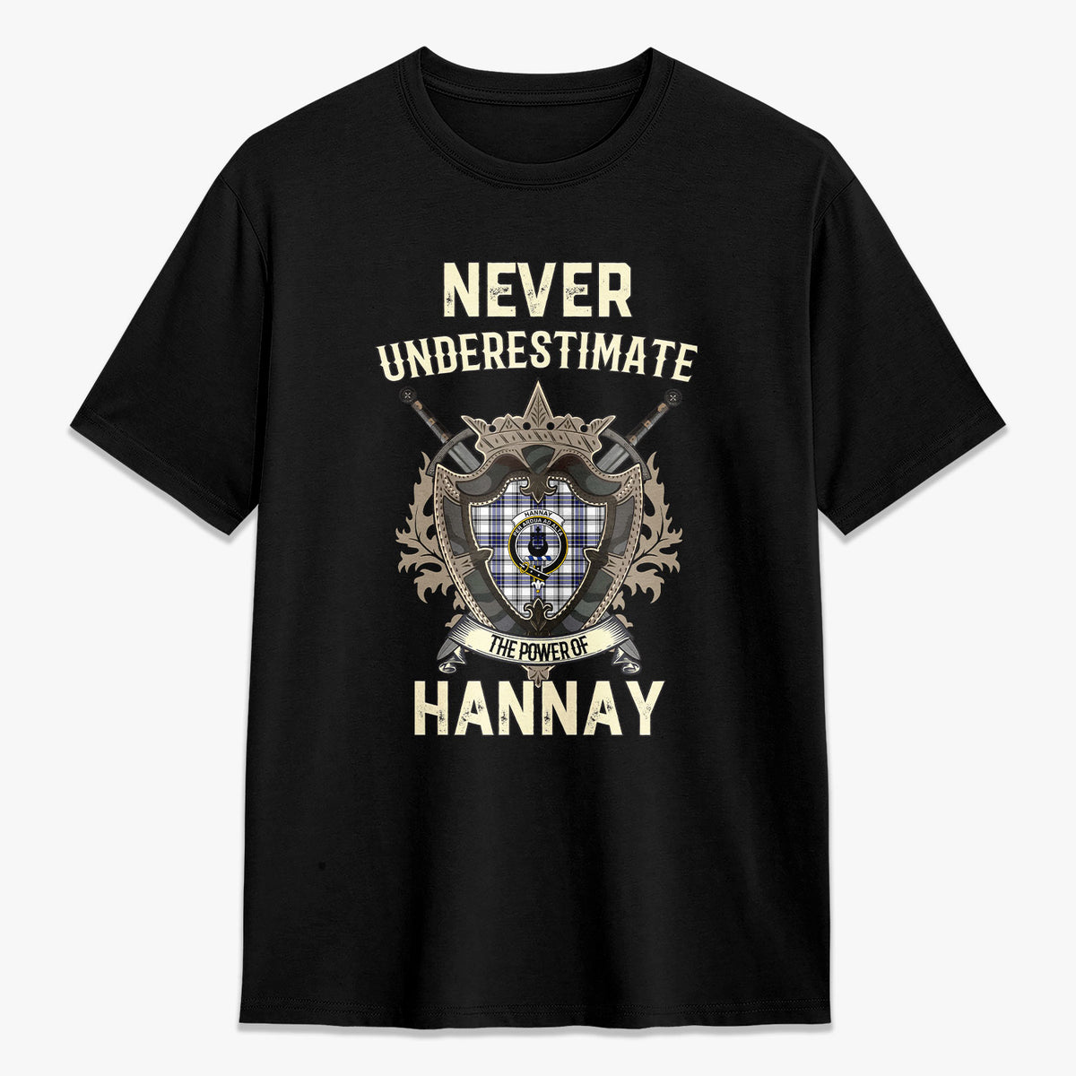 Hannay Modern Tartan Crest 2D T-shirt - Never Underestimate Style