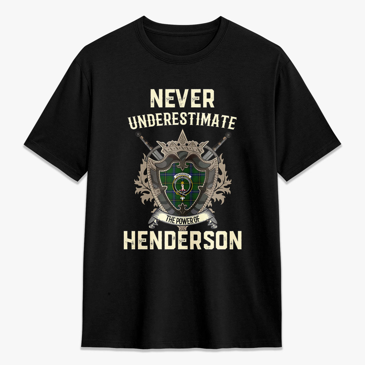 Henderson Modern Tartan Crest 2D T-shirt - Never Underestimate Style