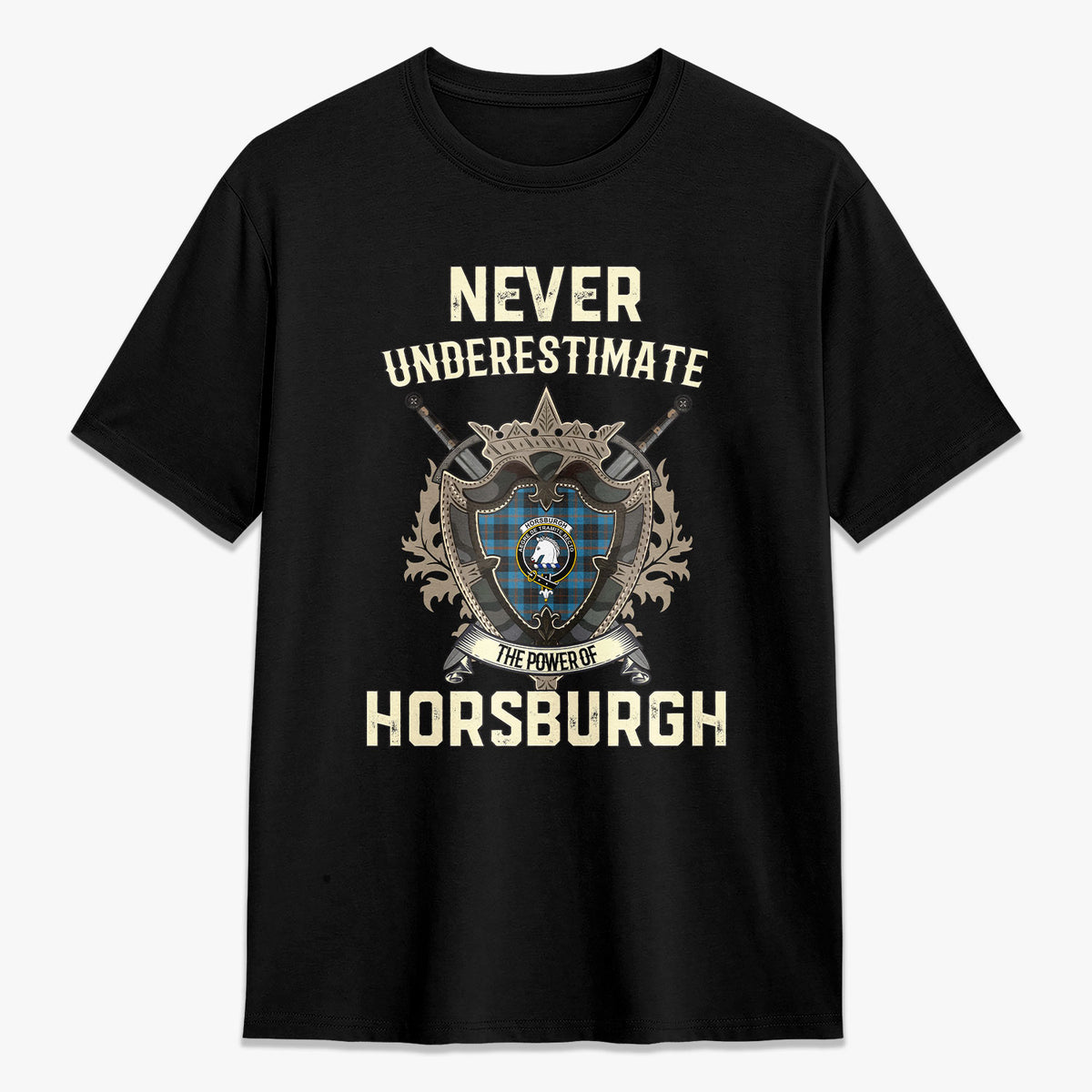 Horsburgh Tartan Crest 2D T-shirt - Never Underestimate Style