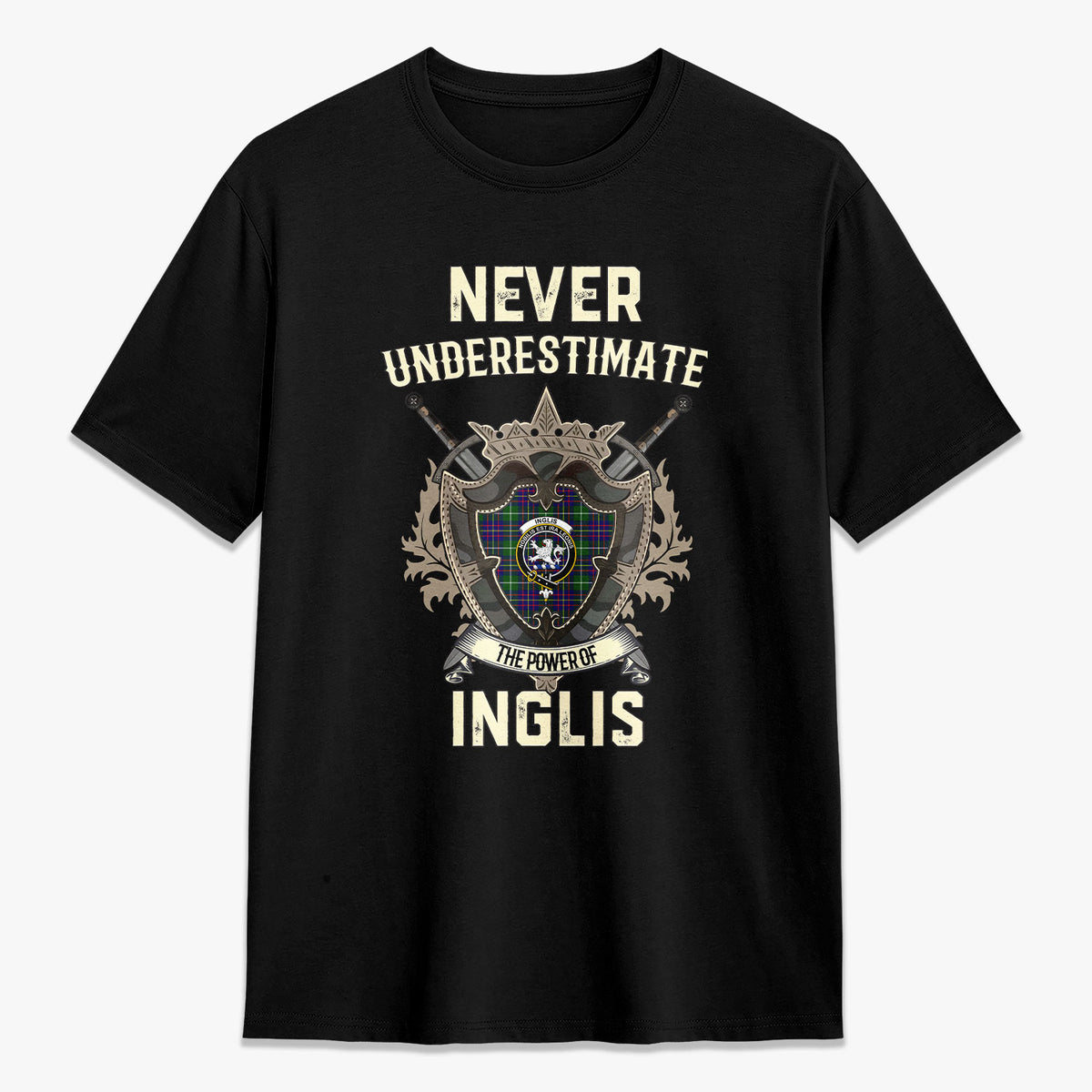 Inglis Modern Tartan Crest 2D T-shirt - Never Underestimate Style