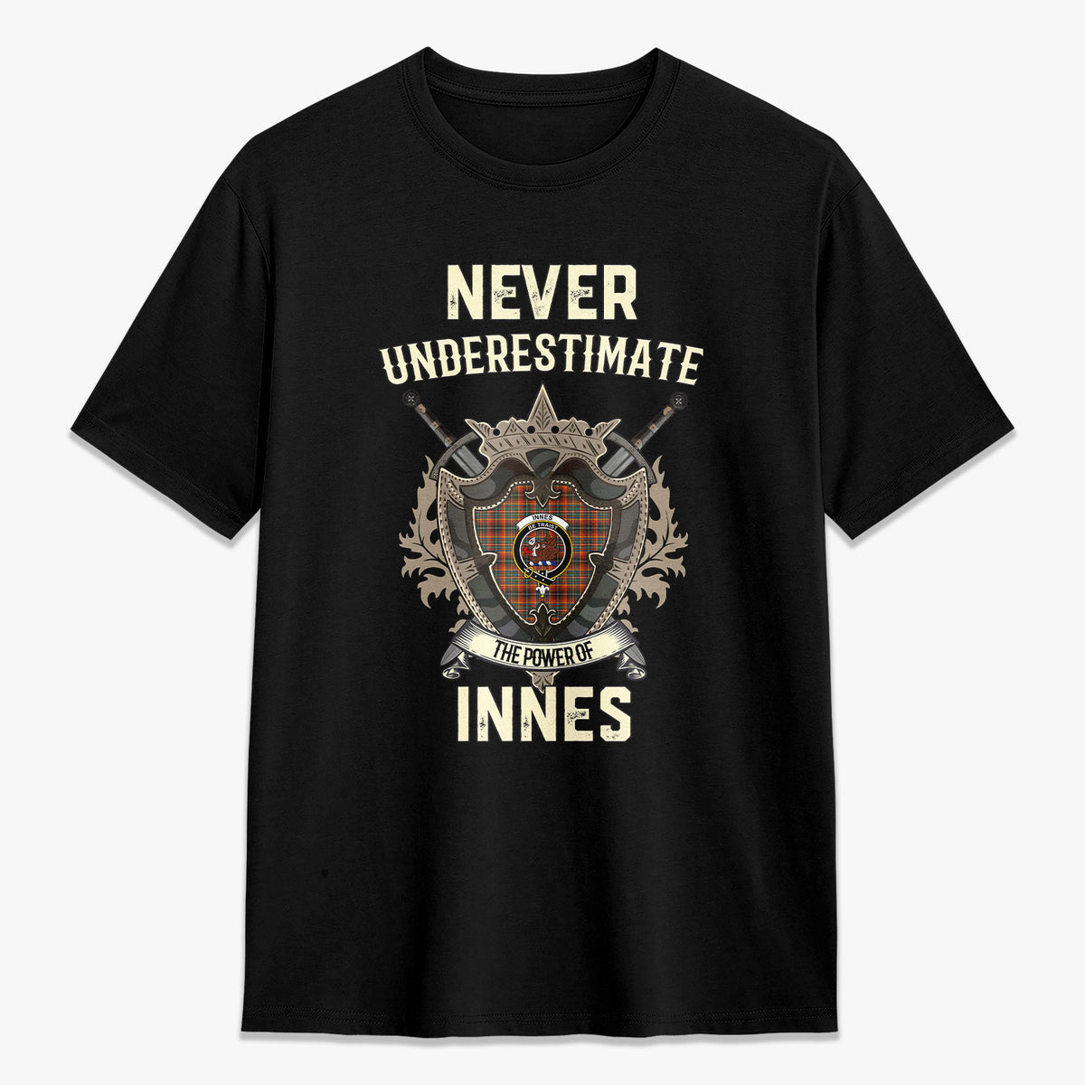 Innes Ancient Tartan Crest 2D T-shirt - Never Underestimate Style