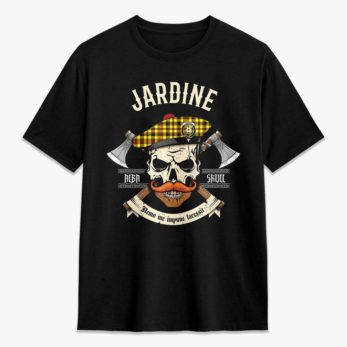 Jardine Tartan Crest 2D T-shirt - Alba Skull Style