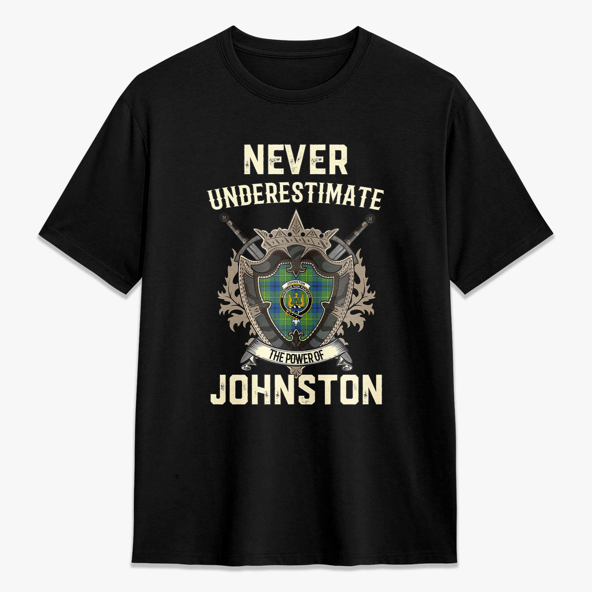 Johnston Ancient Tartan Crest 2D T-shirt - Never Underestimate Style