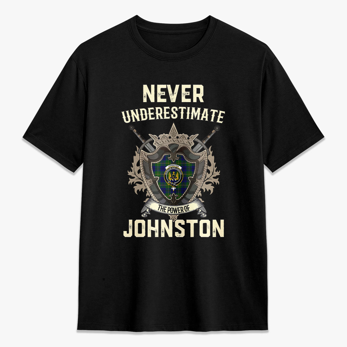 Johnston Modern Tartan Crest 2D T-shirt - Never Underestimate Style