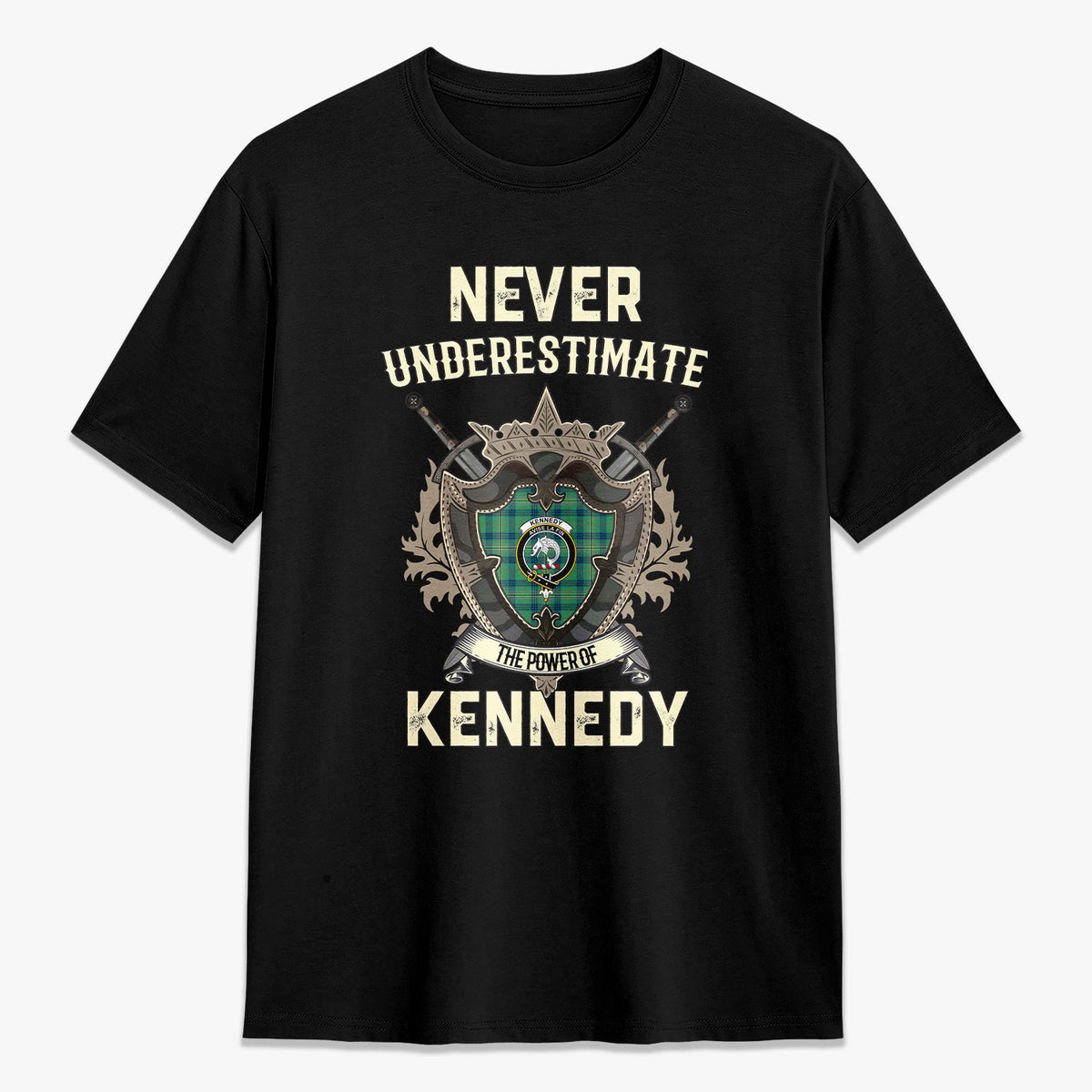 Kennedy Ancient Tartan Crest 2D T-shirt - Never Underestimate Style