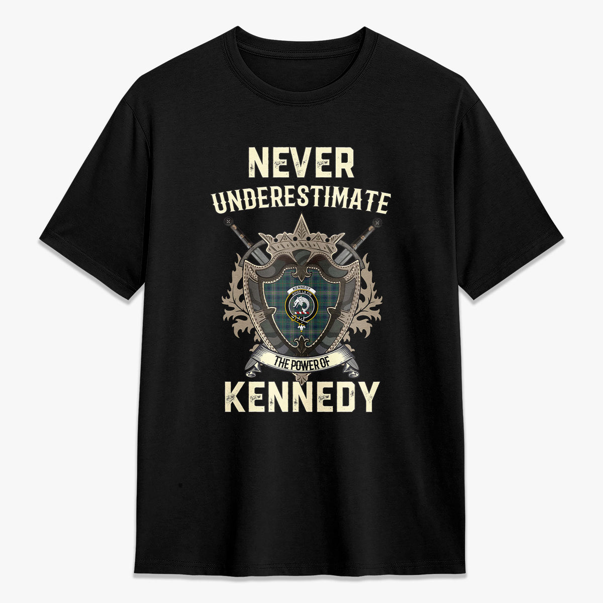 Kennedy Modern Tartan Crest 2D T-shirt - Never Underestimate Style