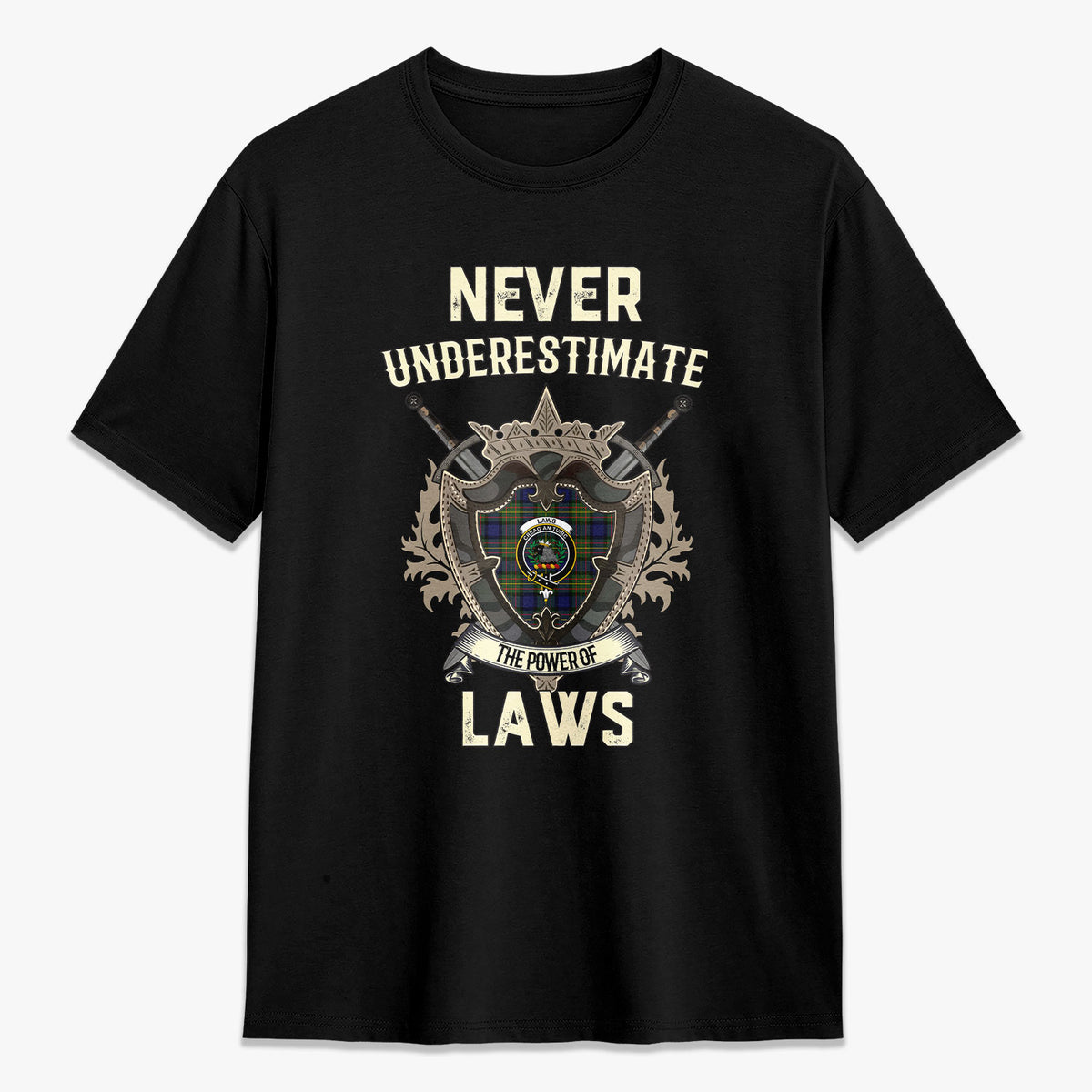 Laws Tartan Crest 2D T-shirt - Never Underestimate Style
