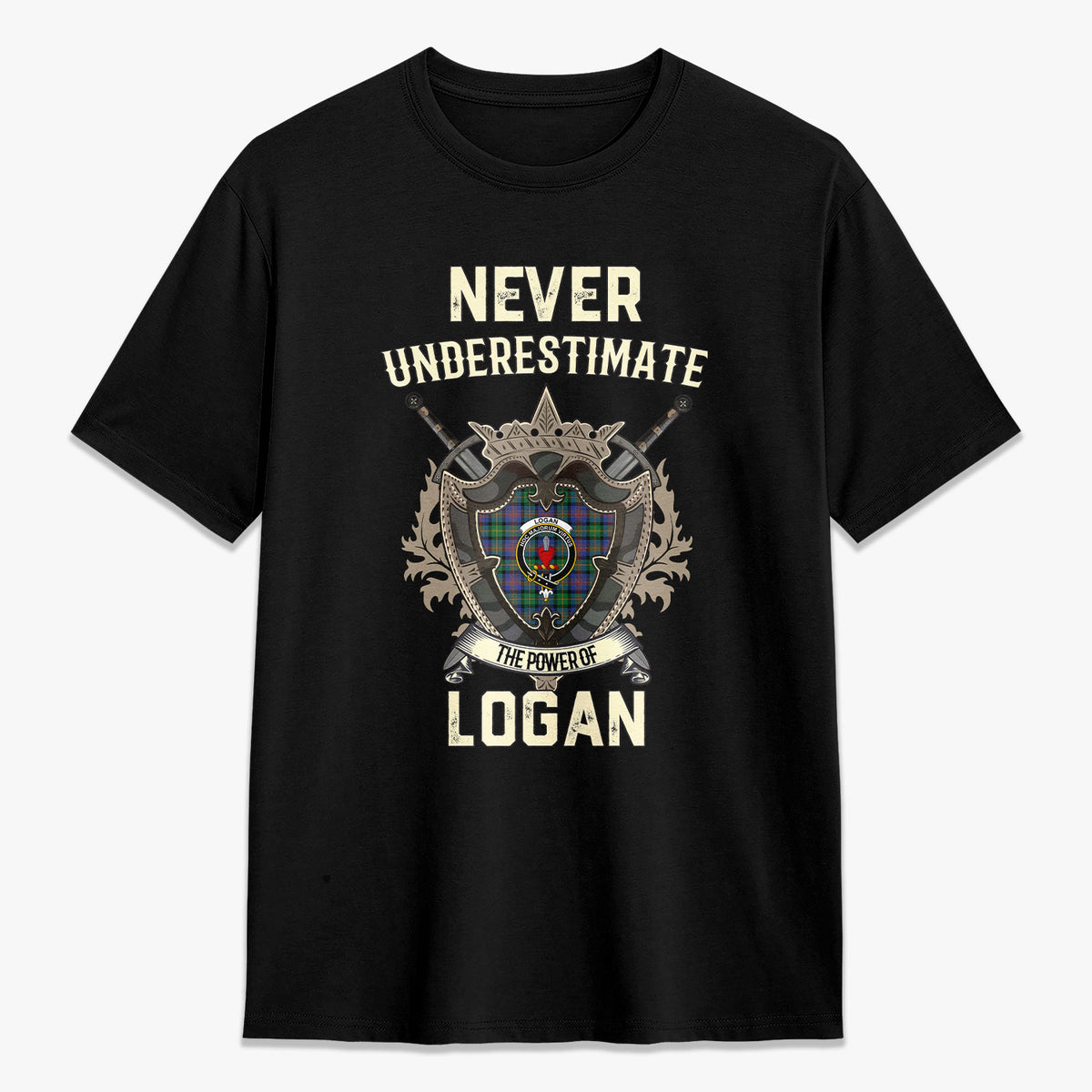 Logan Ancient Tartan Crest 2D T-shirt - Never Underestimate Style