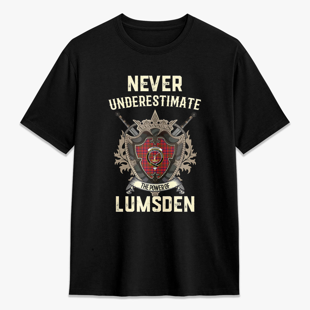 Lumsden Modern Tartan Crest 2D T-shirt - Never Underestimate Style