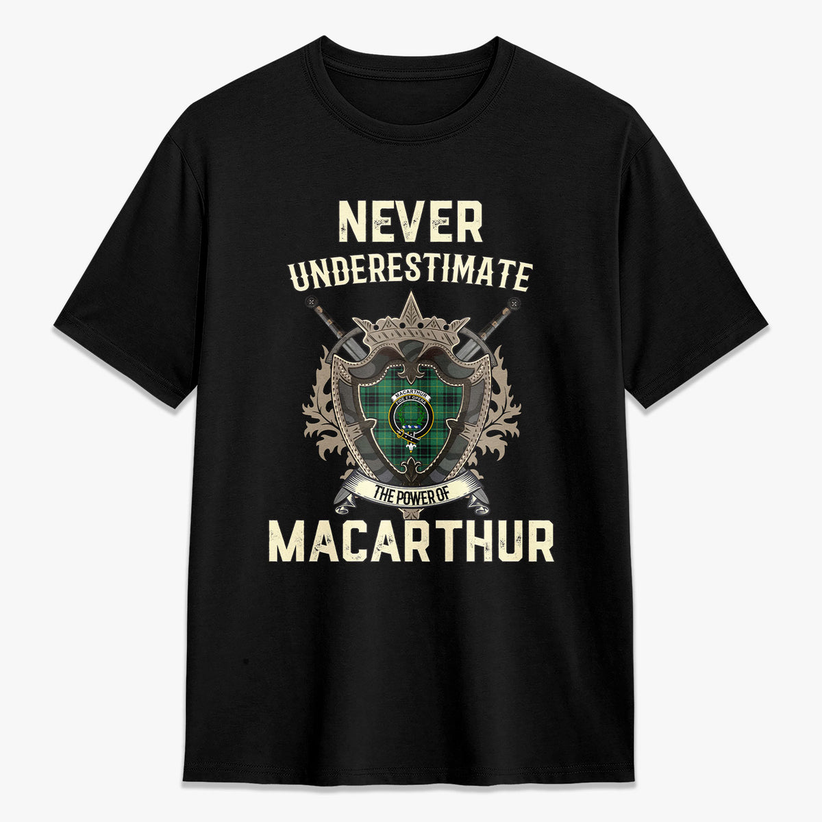 MacArthur Ancient Tartan Crest 2D T-shirt - Never Underestimate Style