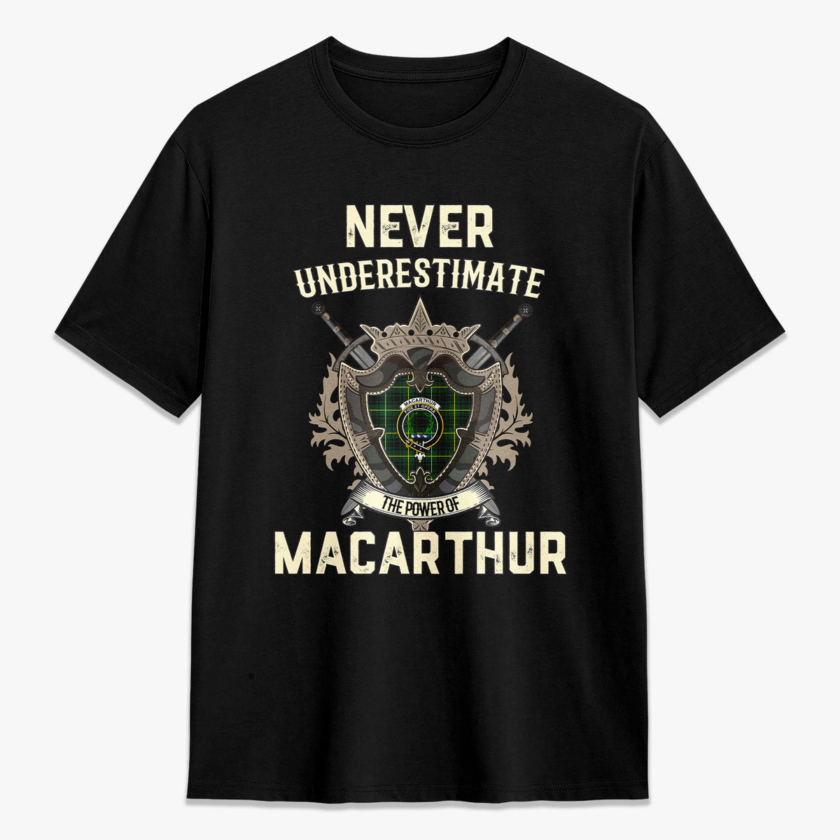 MacArthur Modern Tartan Crest 2D T-shirt - Never Underestimate Style