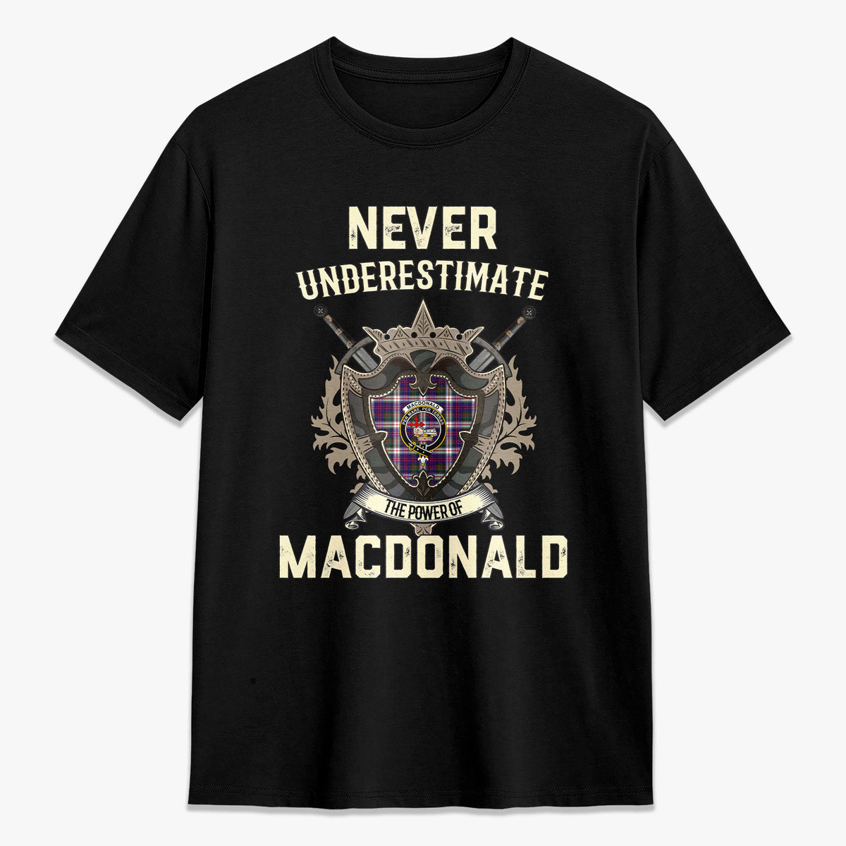 MacDonald Dress Modern Tartan Crest 2D T-shirt - Never Underestimate Style