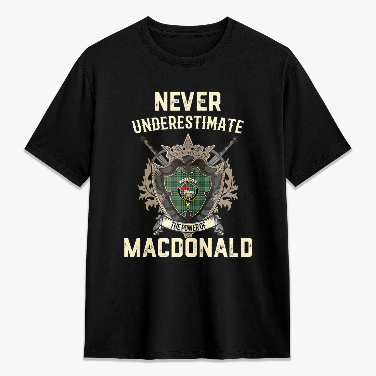MacDonald Lord of the Isles Hunting Tartan Crest 2D T-shirt - Never Underestimate Style
