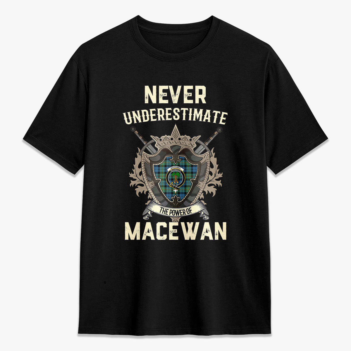 MacEwan Ancient Tartan Crest 2D T-shirt - Never Underestimate Style