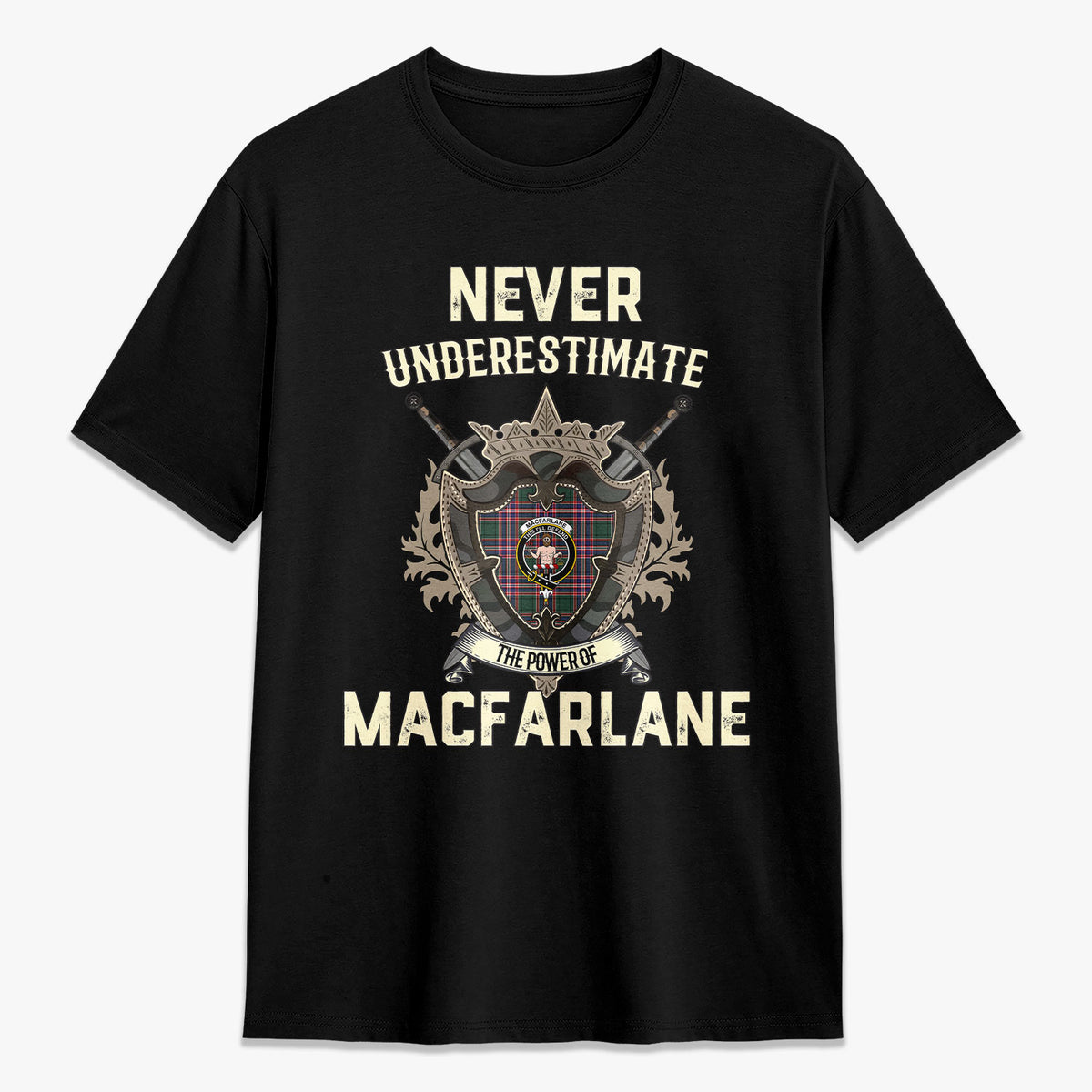MacFarlane Hunting Modern Tartan Crest 2D T-shirt - Never Underestimate Style