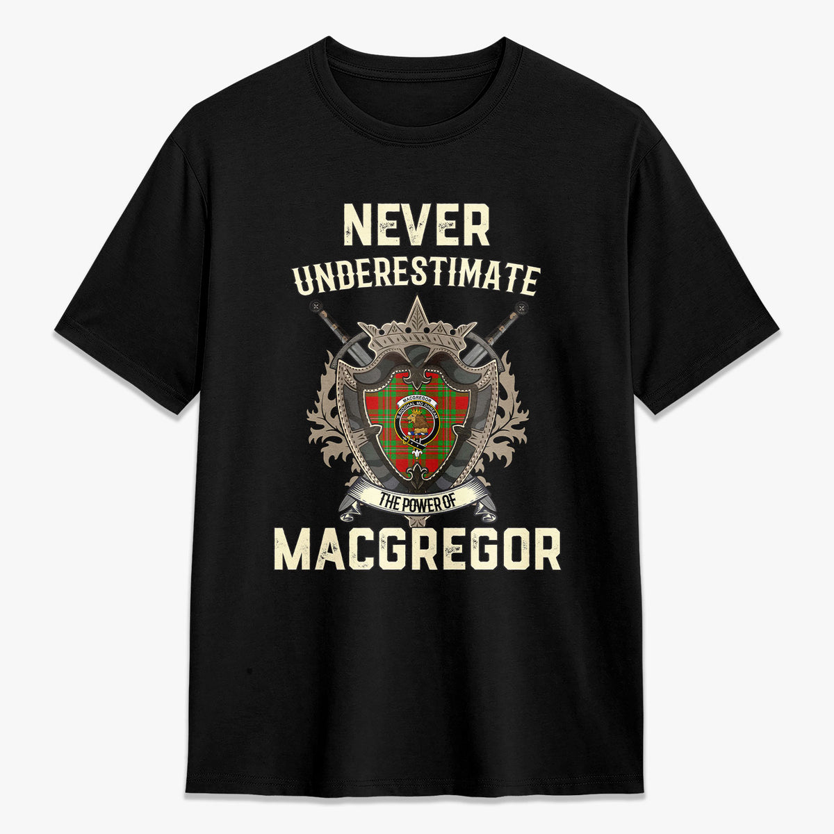 MacGregor Modern Tartan Crest 2D T-shirt - Never Underestimate Style