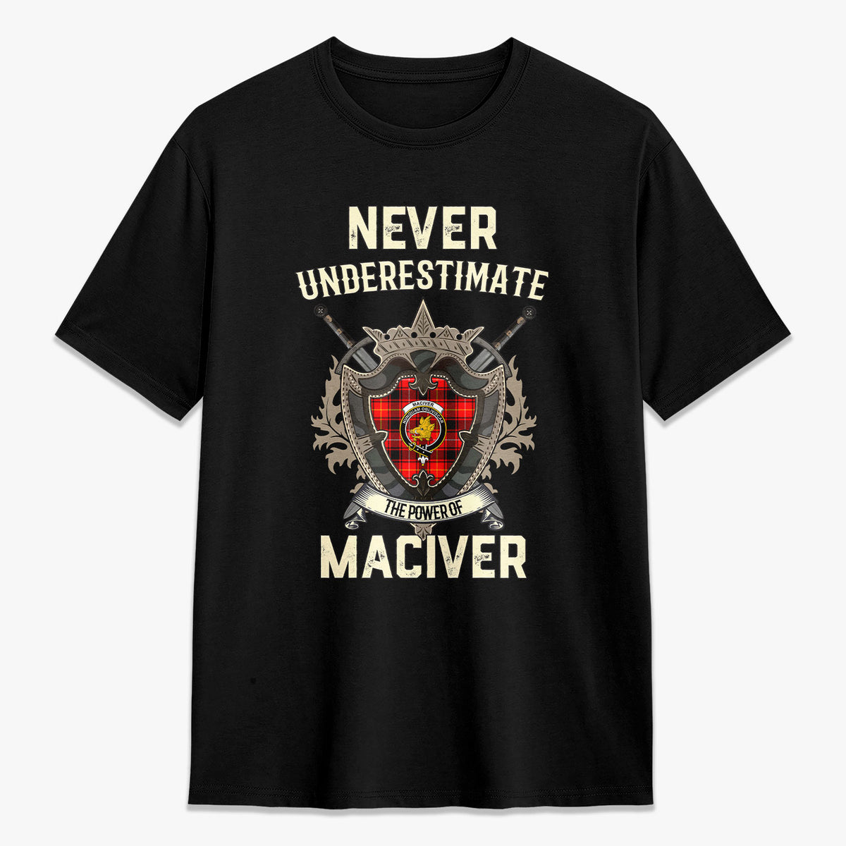 MacIver Modern Tartan Crest 2D T-shirt - Never Underestimate Style