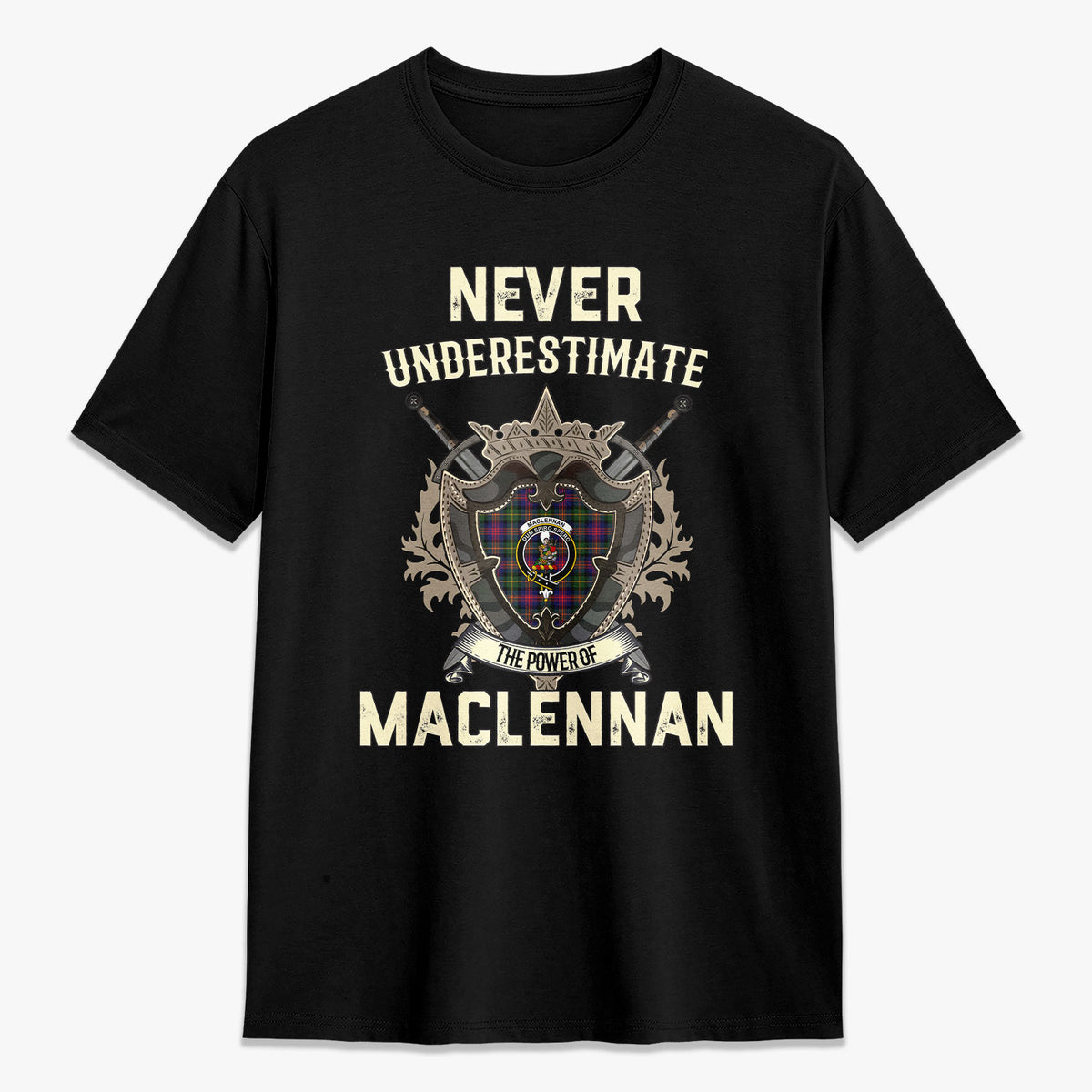 MacLennan Modern Tartan Crest 2D T-shirt - Never Underestimate Style