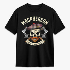 MacPherson Hunting Ancient Tartan Crest 2D T-shirt - Alba Skull Style
