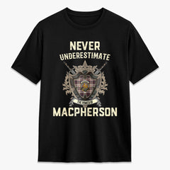 MacPherson Hunting Ancient Tartan Crest 2D T-shirt - Never Underestimate Style