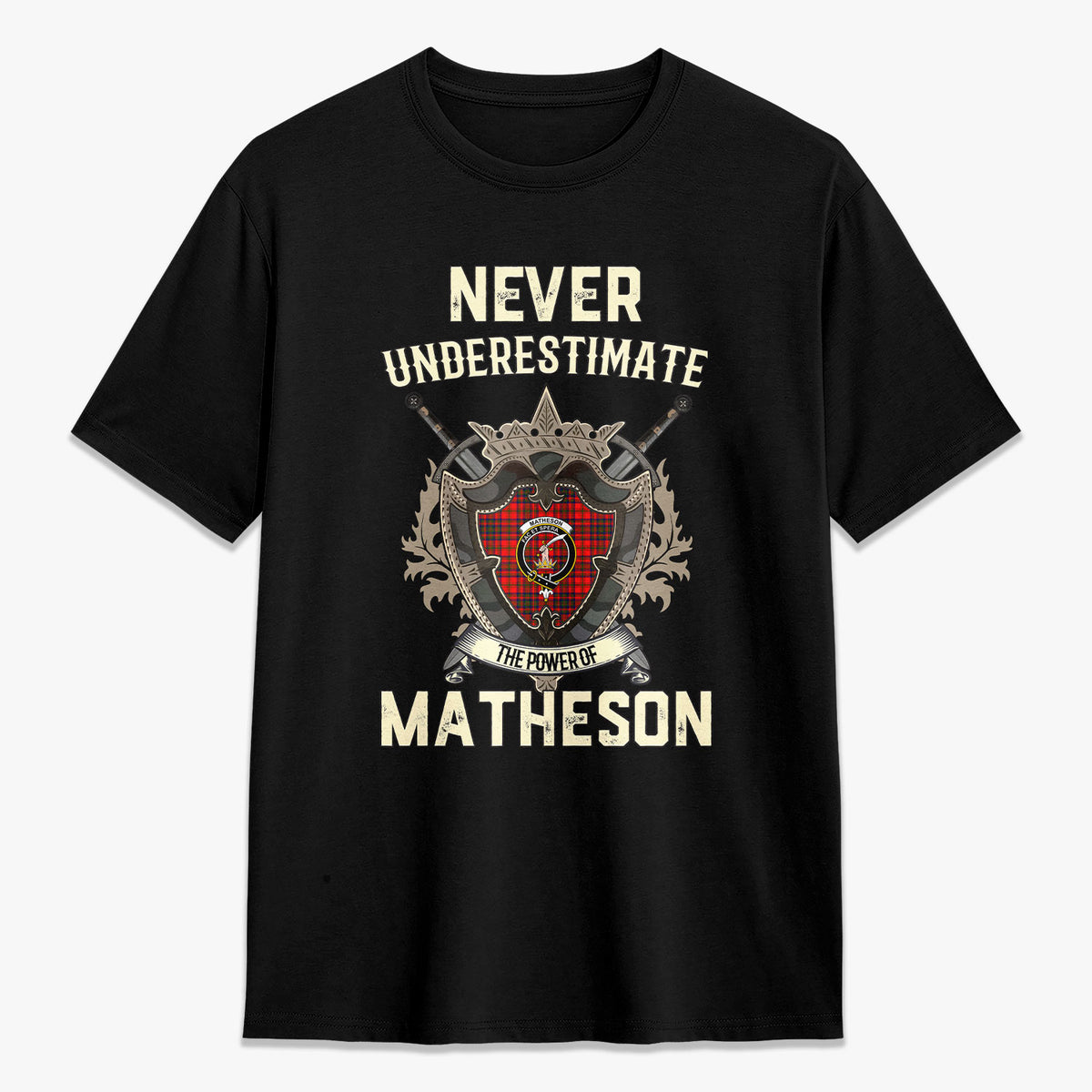 Matheson Modern Tartan Crest 2D T-shirt - Never Underestimate Style