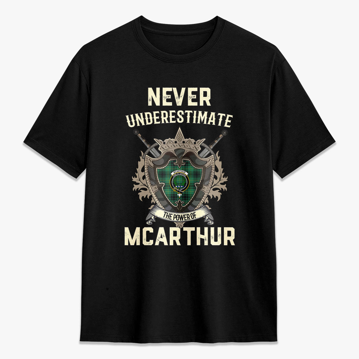 McArthur Ancient Tartan Crest 2D T-shirt - Never Underestimate Style