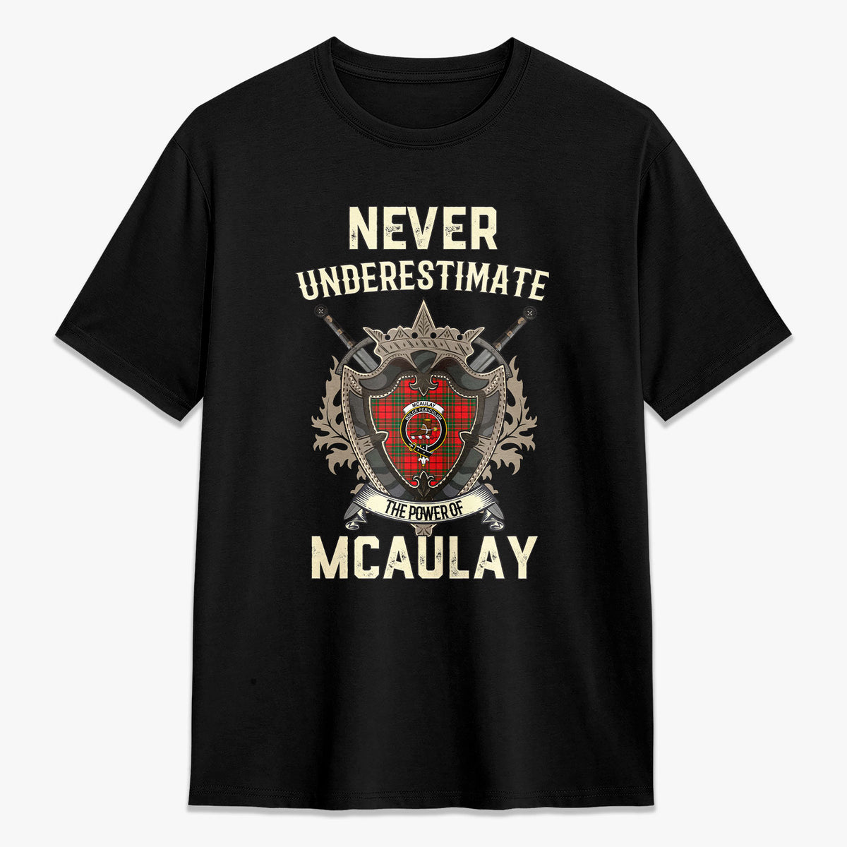 McAulay Modern Tartan Crest 2D T-shirt - Never Underestimate Style