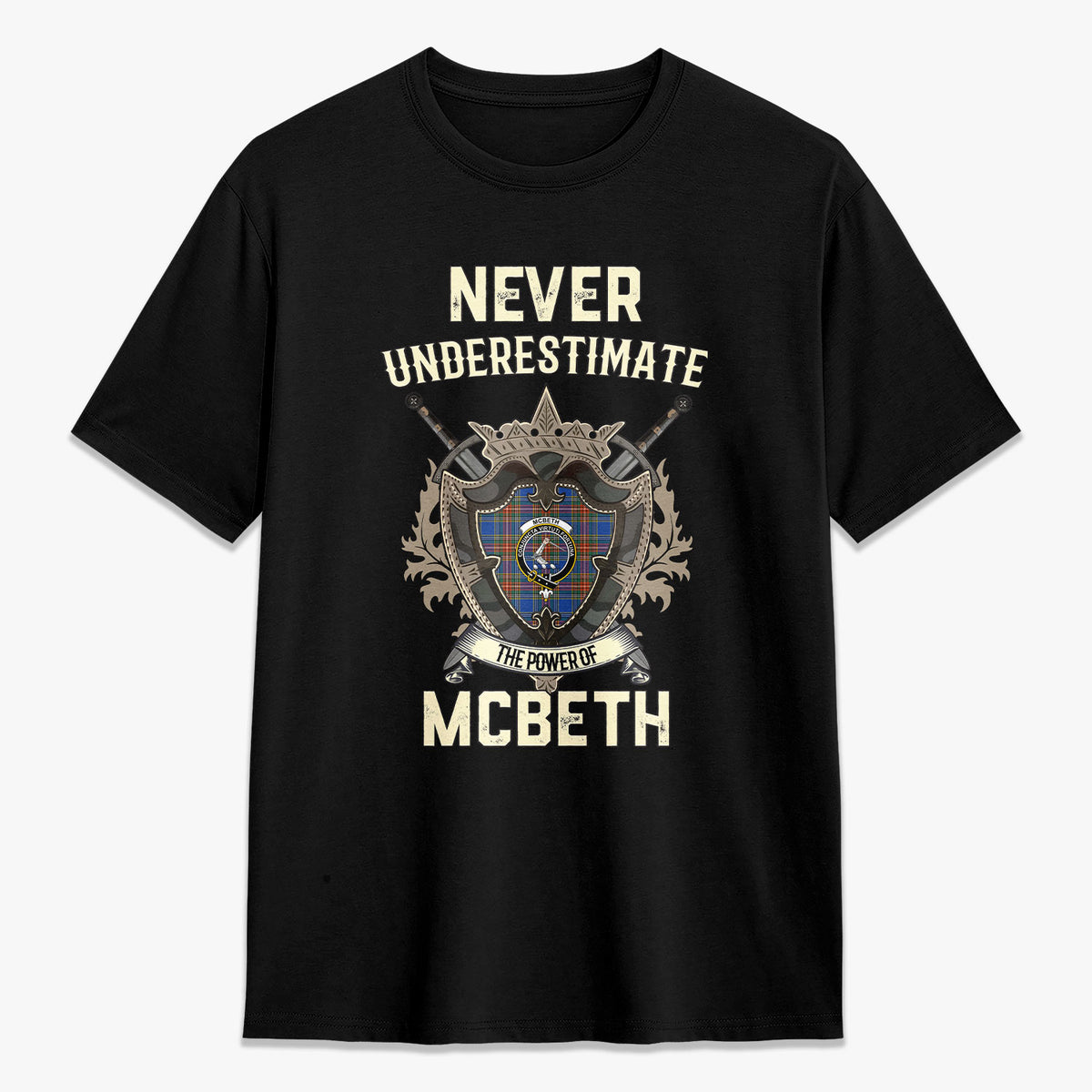 McBeth Ancient Tartan Crest 2D T-shirt - Never Underestimate Style