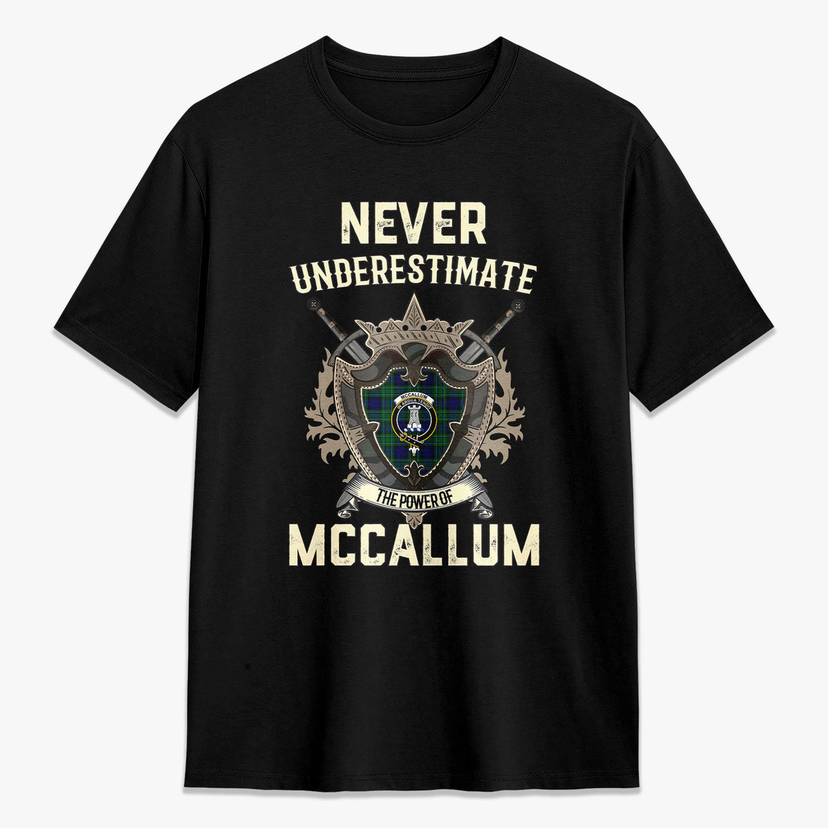 McCallum Modern Tartan Crest 2D T-shirt - Never Underestimate Style