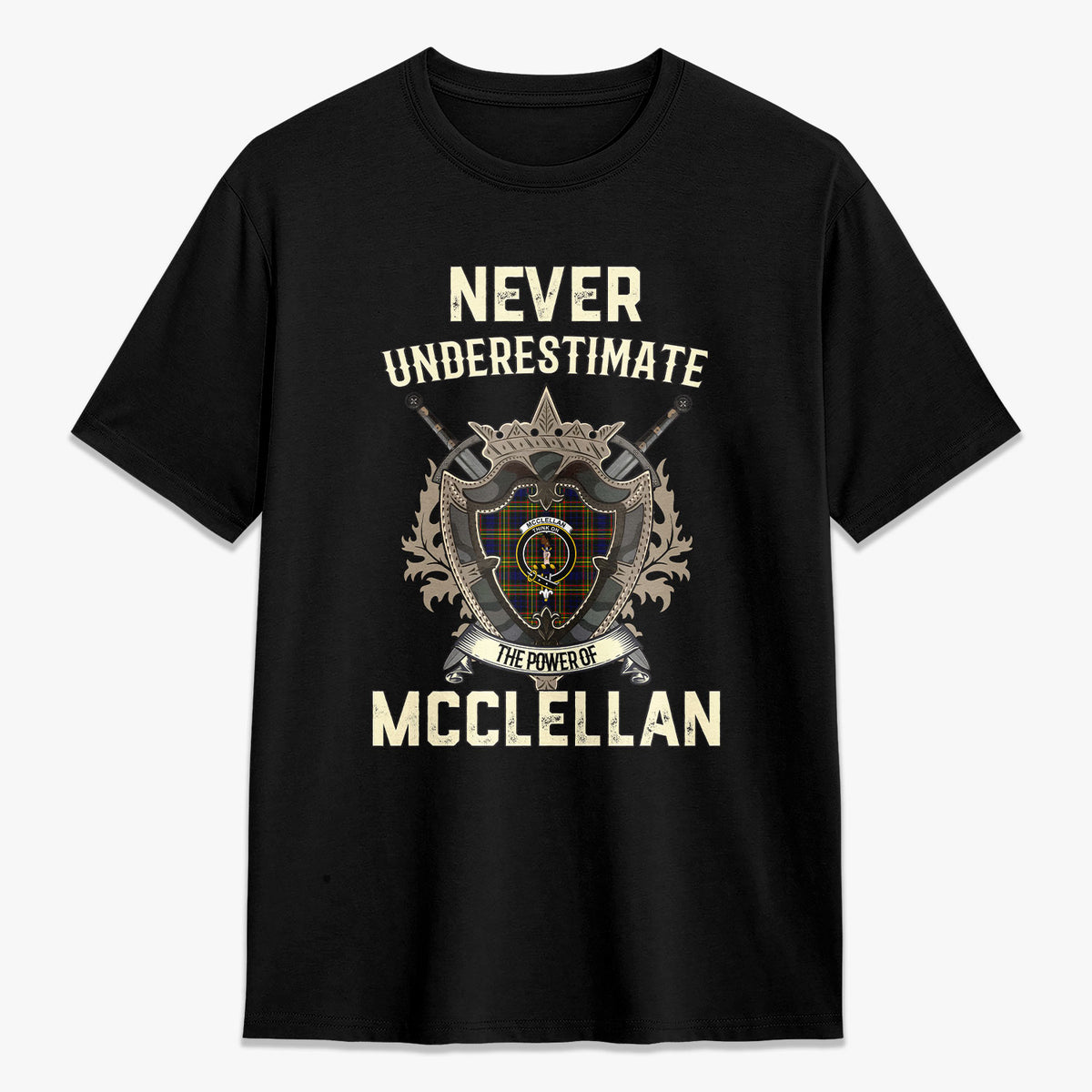 McClellan Modern Tartan Crest 2D T-shirt - Never Underestimate Style