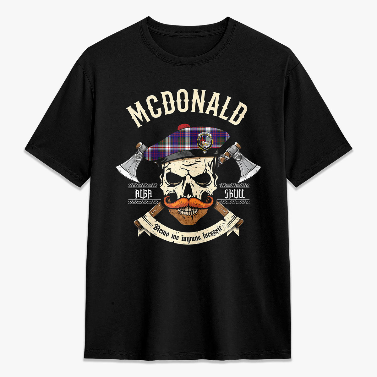 McDonald Dress Modern Tartan Crest 2D T-shirt - Alba Skull Style