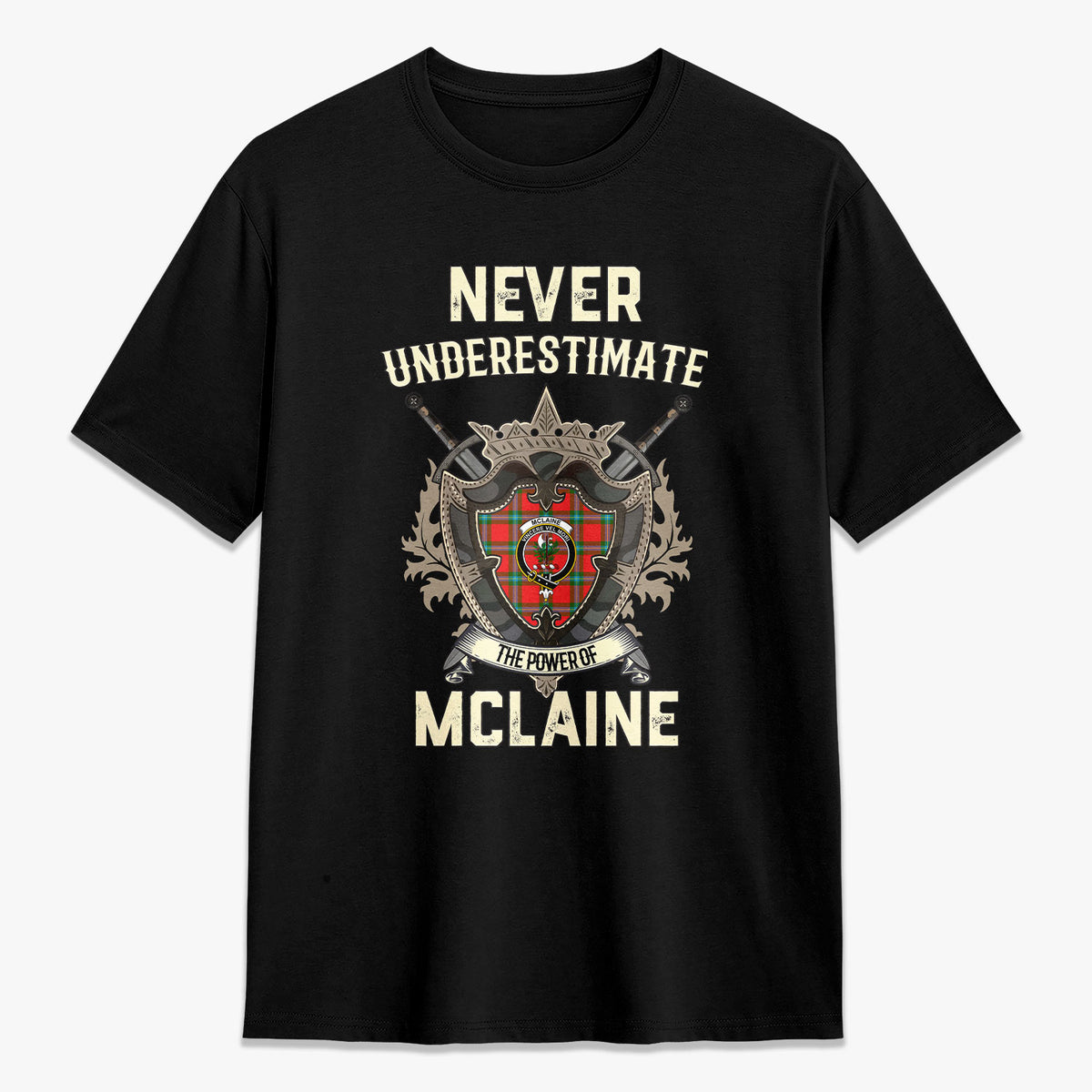 McLaine of Loch Buie Tartan Crest 2D T-shirt - Never Underestimate Style